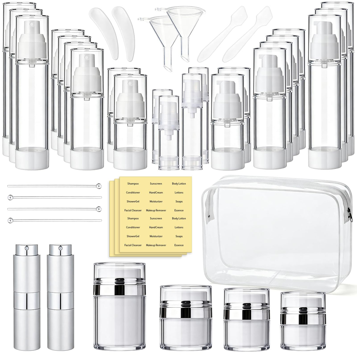 43 Pcs Refillable Makeup Skincare Containers Set for Travel - Psukhai Official Imagery - 2