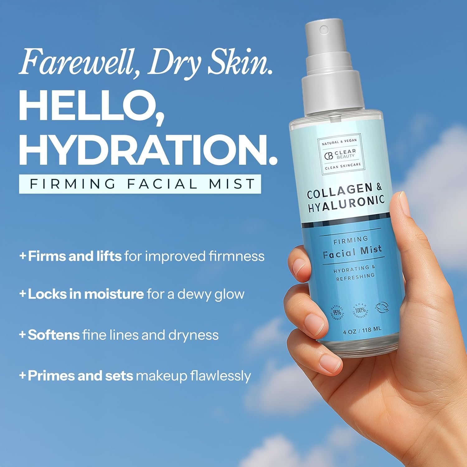 Clear Beauty Hyaluronic Acid Collagen Face Mist - Clear Beauty Official Product Imagery - 4