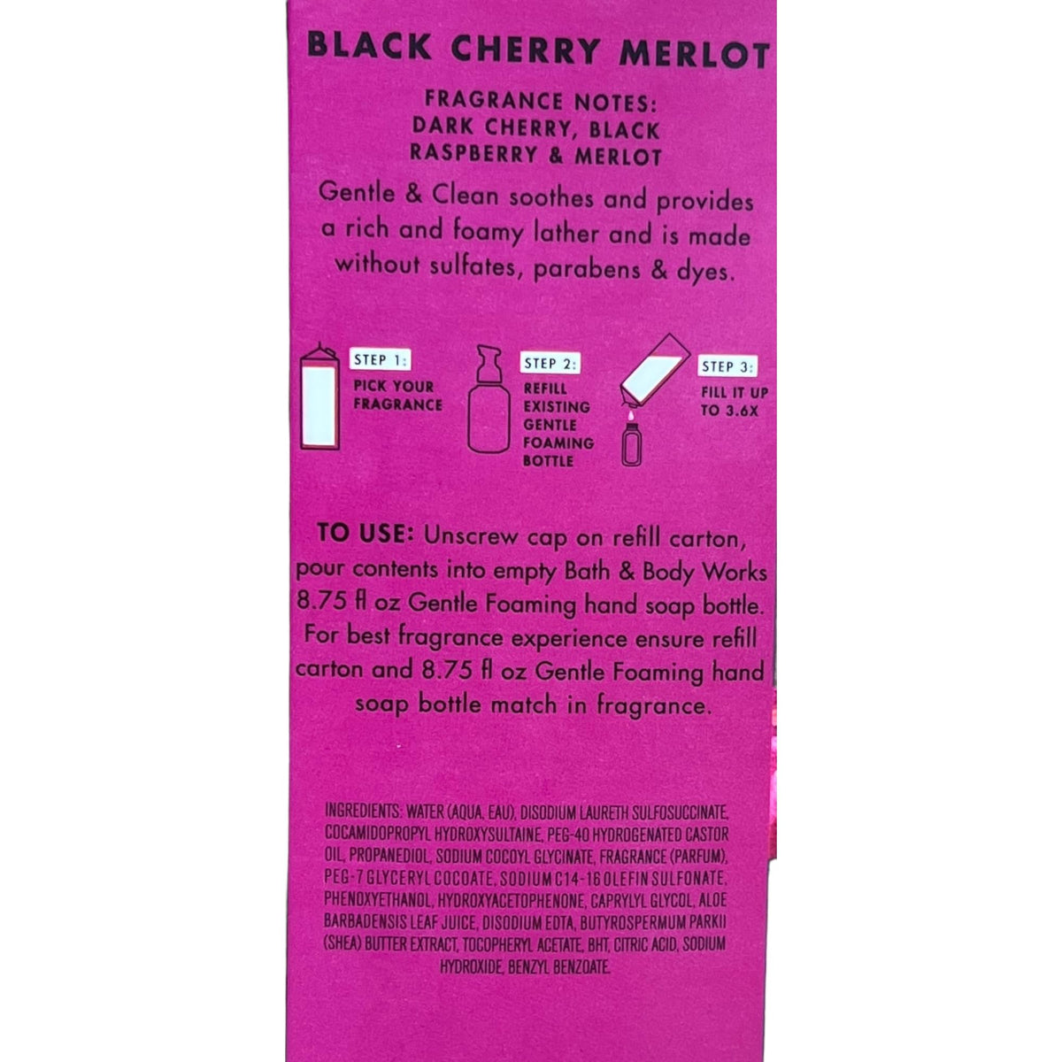 Bath Body Works Black Cherry Merlot Refill Gentle Clean - Bath & Body Works Official Imagery - 3