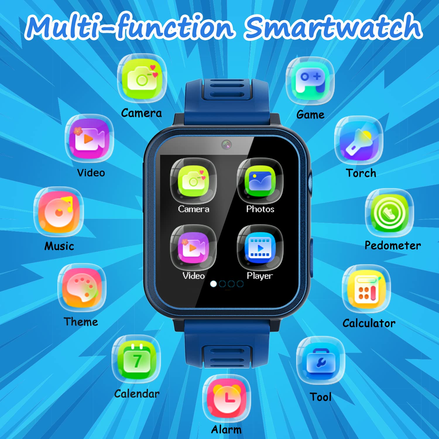 Wiszodet Kids Smart Game Watch with 39 Games HD Touch Screen Vide by Wiszodet - Angle View 2