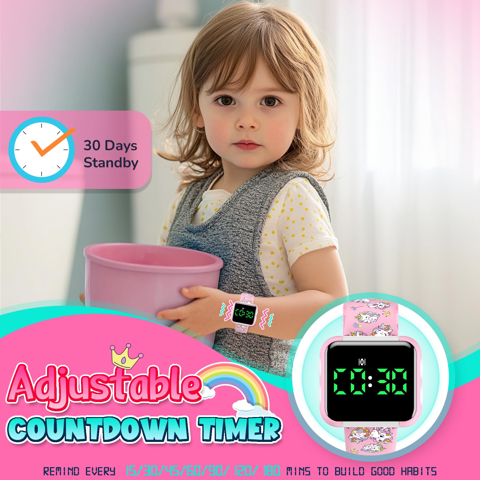 Etuwoe Potty Training Watch for Toddler Girls: Adjustable Volume Potty - View 6