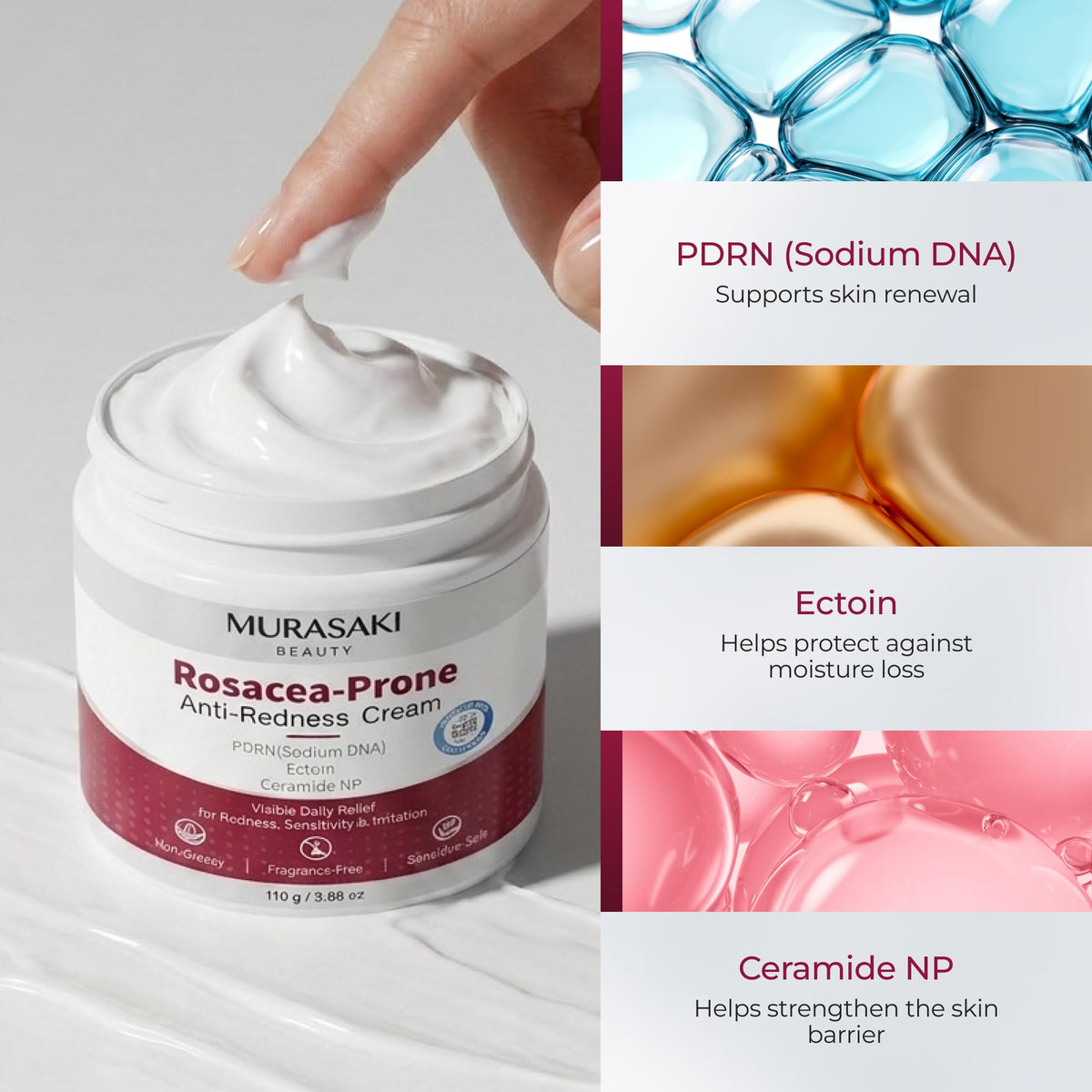 Rosacea Treatment for Face Anti Redness Barrier Cream 2Pack - MURASAKI BEAUTY Official Imagery - 3