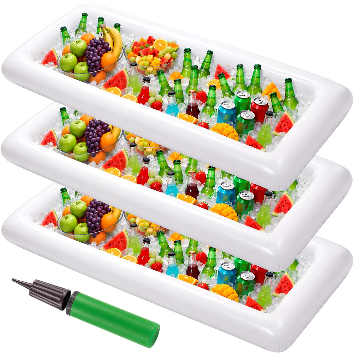 3PCS Inflatable Serving Trays Salad Ice Bar Food Drink - Moon Boat Official Imagery - 1