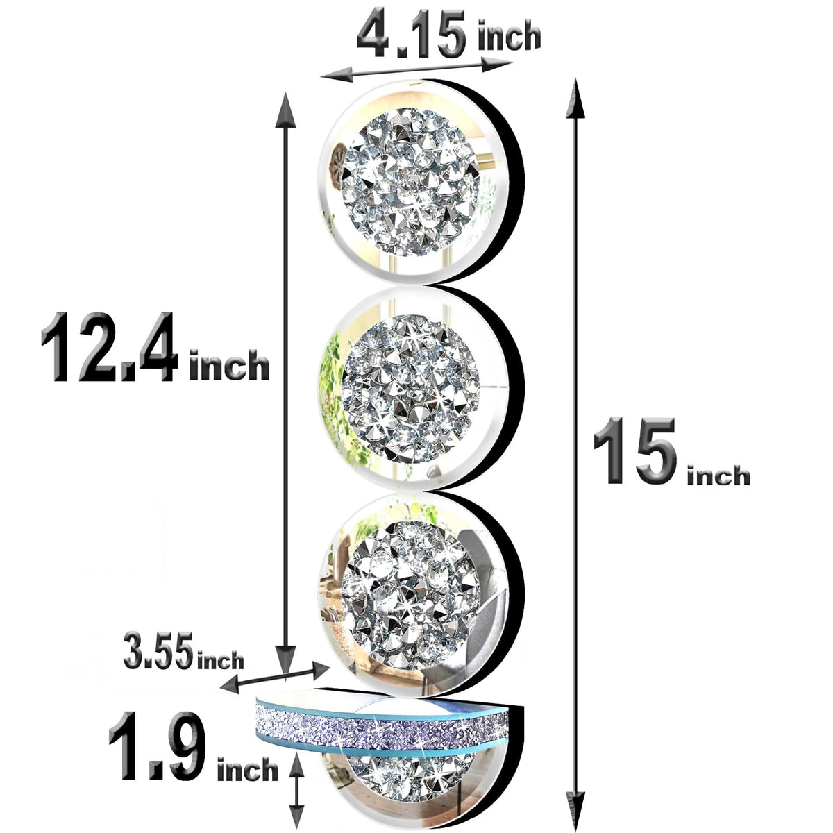 ZOLAPI Set of 2 Crystal Crush Diamond Candle Sconces - ZOLAPI Official Imagery - 3
