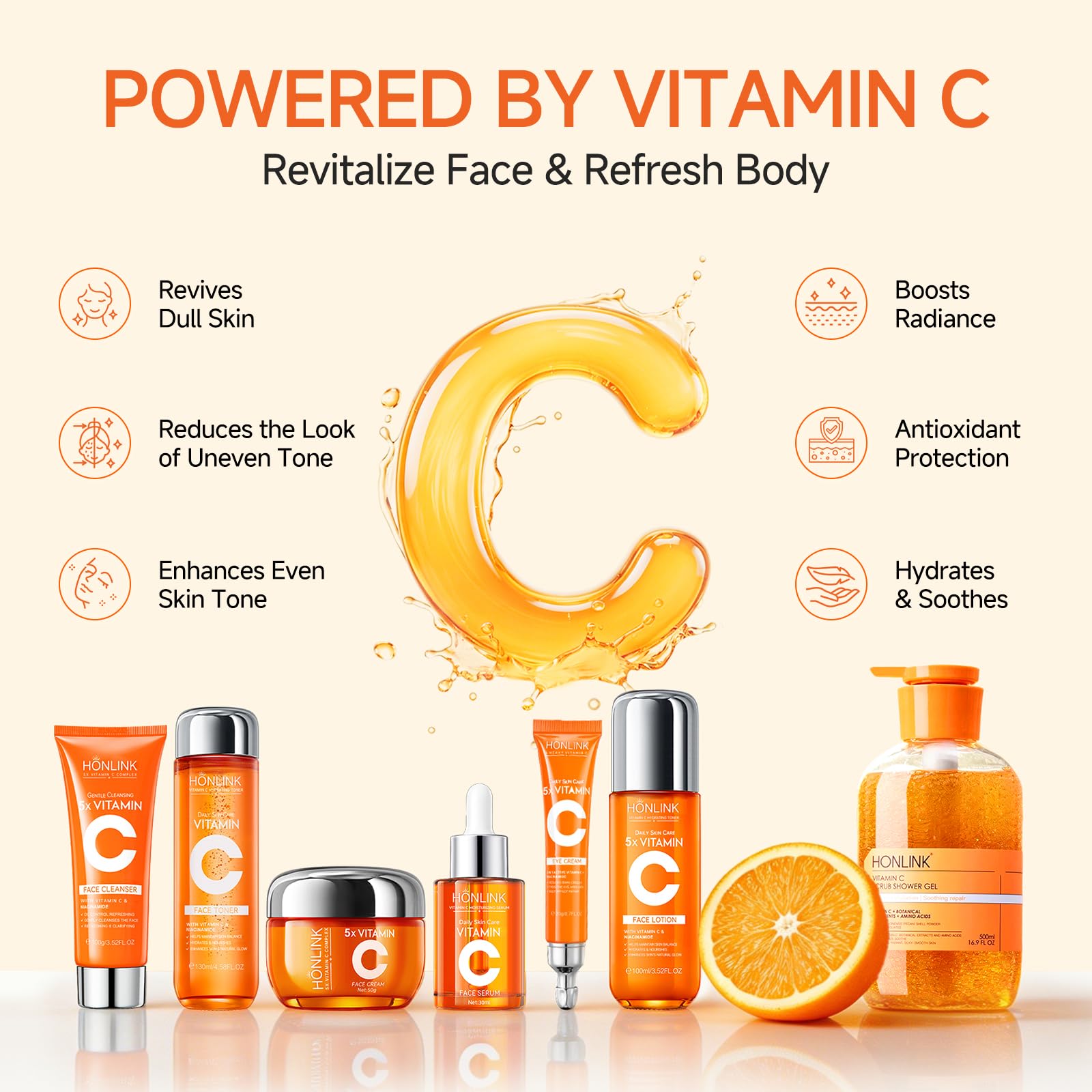 Vitamin C Gift Set for Women, Facial Skincare Gift Box + - UZTUZT
