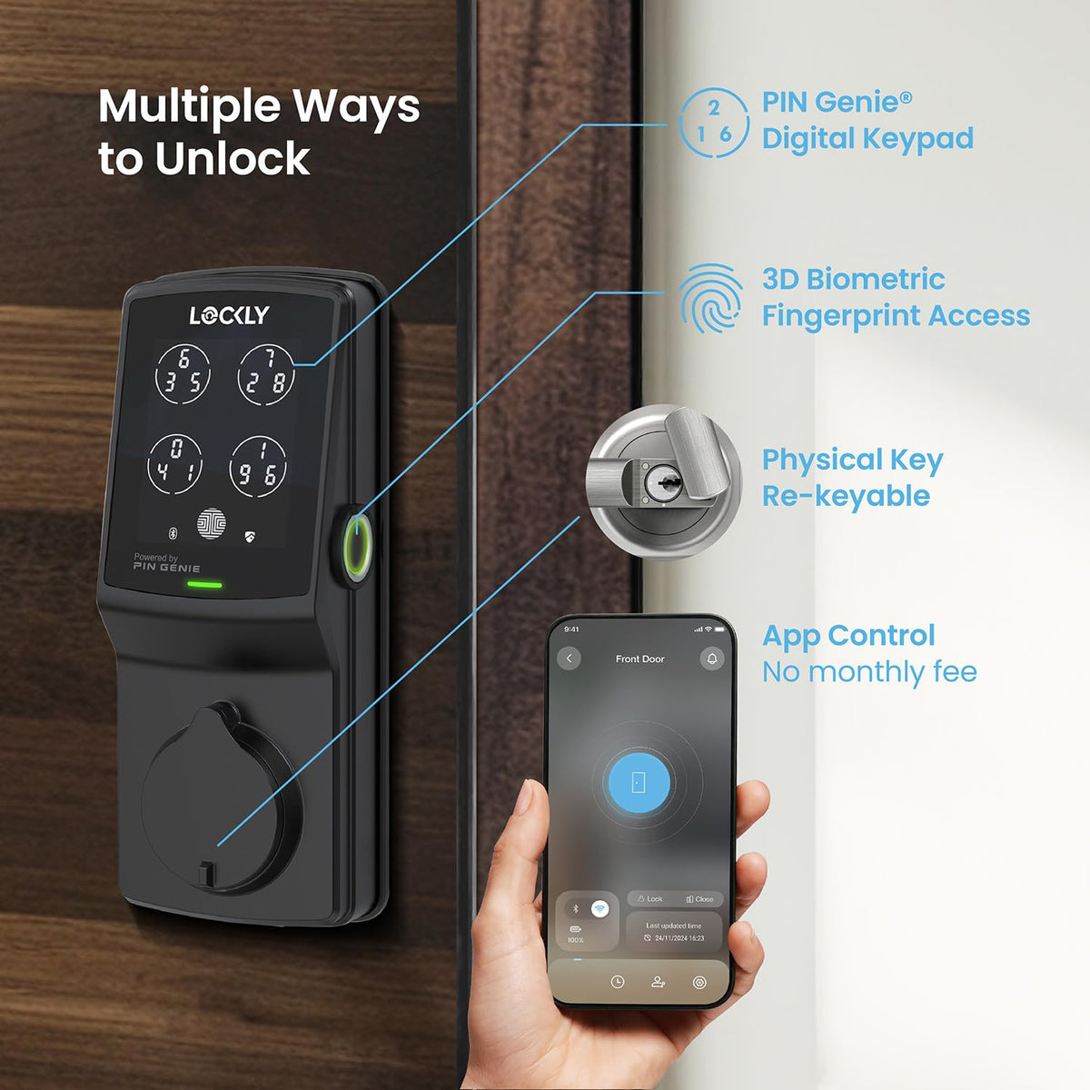 Lockly Secure Pro Smart Deadbolt Lock with WiFi Hub - Lockly Official Imagery - 4