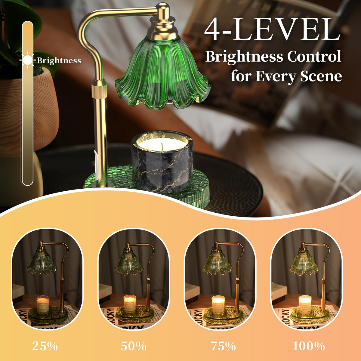 Flower Candle Warmer Lamp with Timer 4 Level Dimmer - WYghyronic Official Imagery - 4