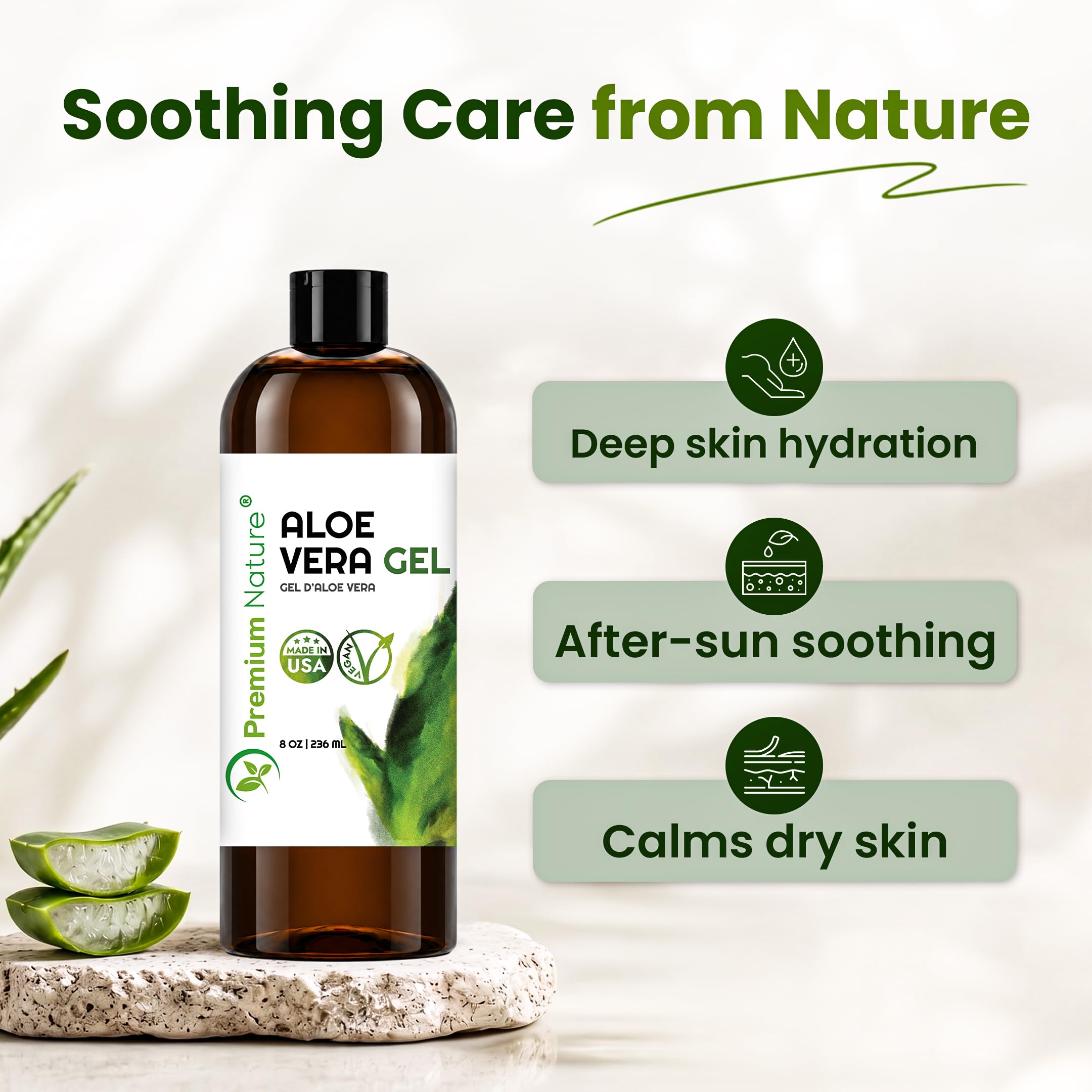 Premium Nature Pure Aloe Vera Gel For Face &amp; Dry Skin, - Premium Nature