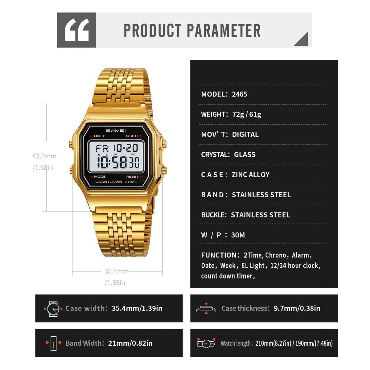 Gosasa Unisex Square Face Digital Watch Retro Y2K Stainless - Gosasa Official Imagery - 6