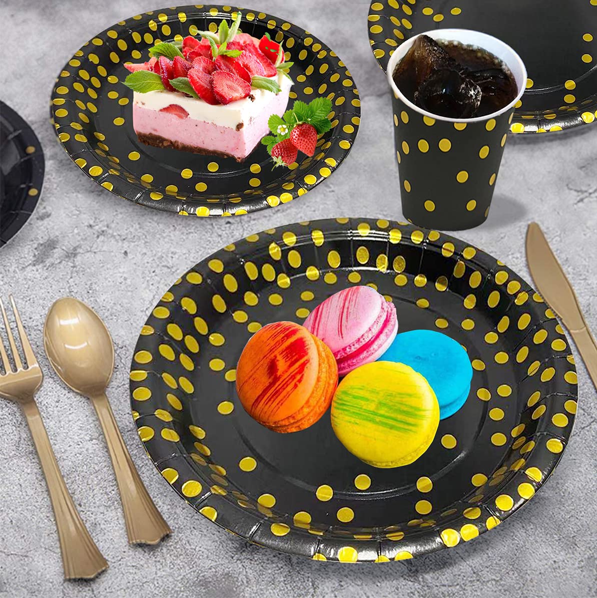 Black and Gold Party Decorations Supplies Paper Plates - Runeaoys Official Imagery - 8