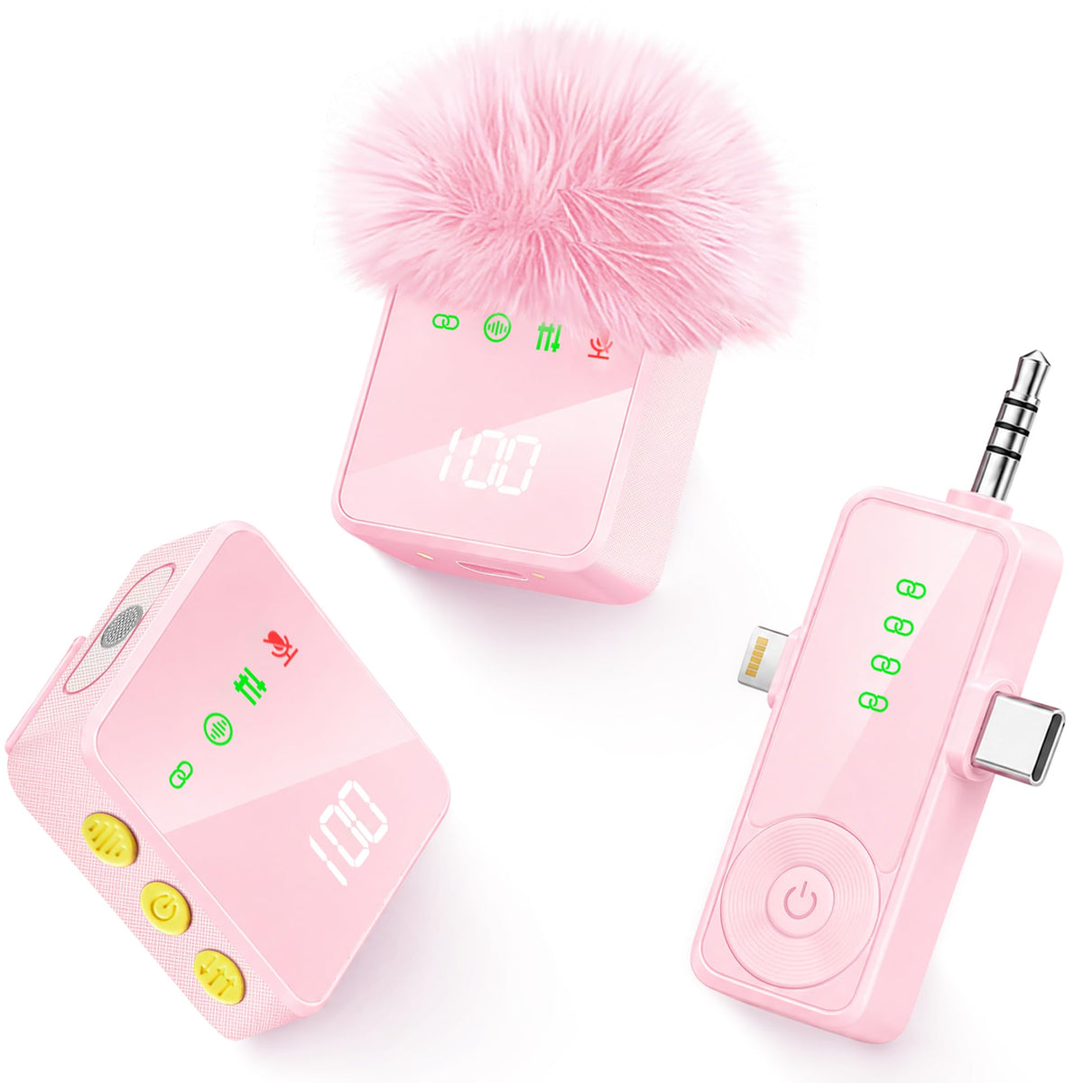 3 in 1 Wireless Lavalier Microphone for iPhone Android - Gicorino Official Imagery - 1