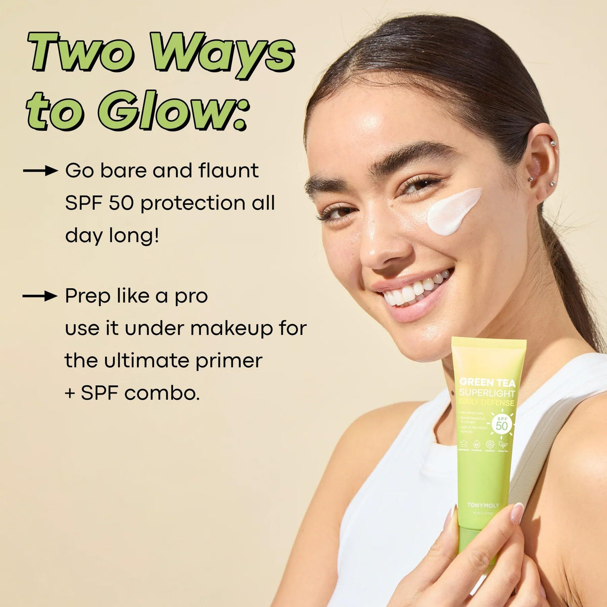 TONYMOLY Green Tea SPF 50 Sunscreen with Plump kin Retinol - Premium Selection Official Imagery - 4