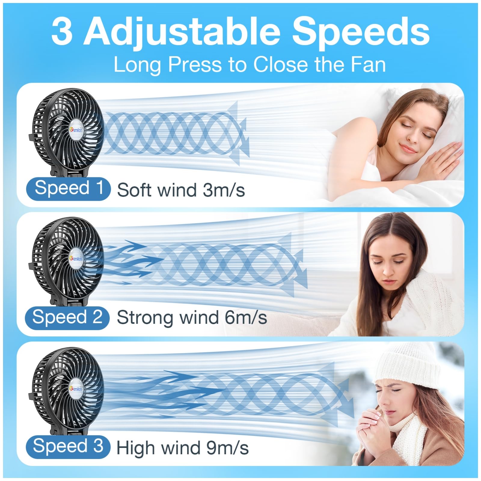 VersionTECH. Portable Handheld Fan, Powerful+Durable+180° Foldabl by VersionTECH. - Angle View 4