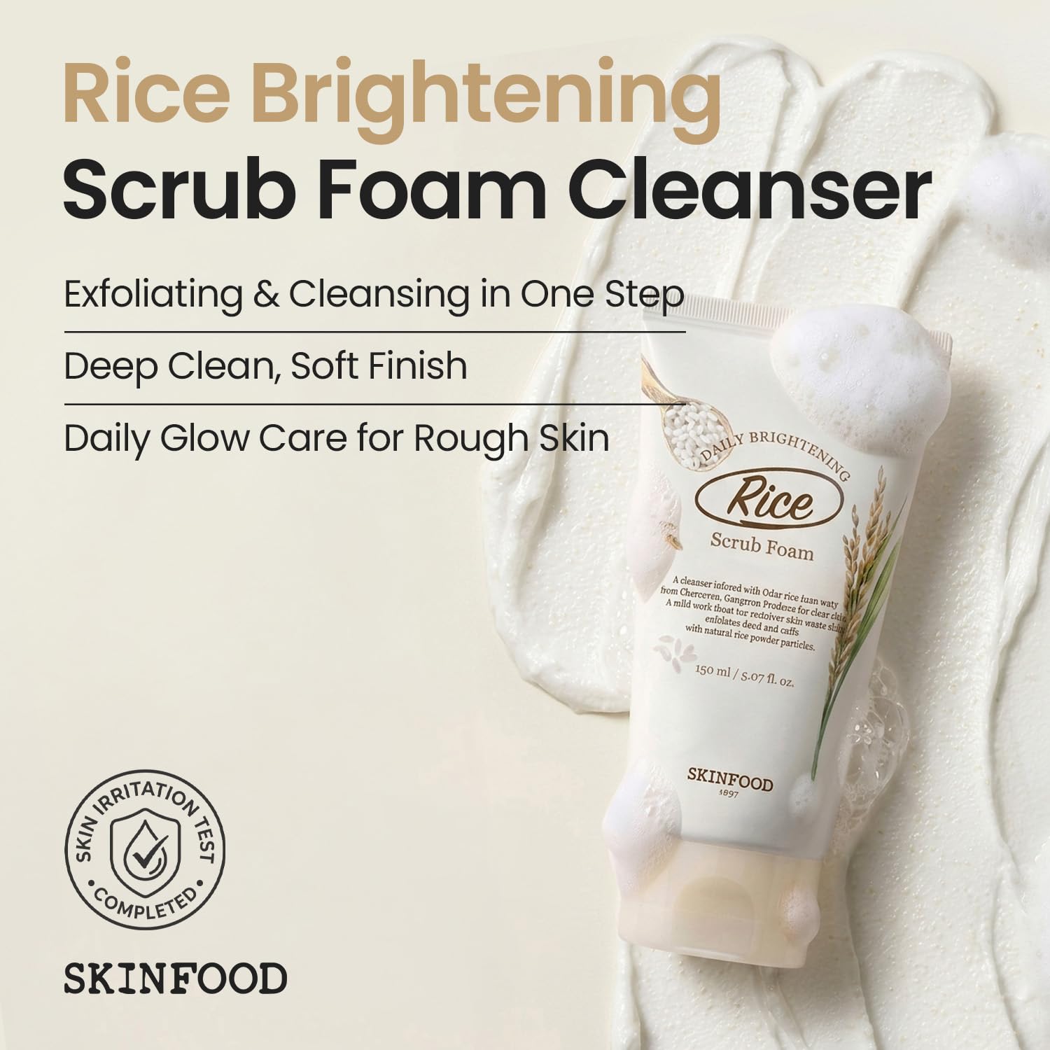 SKINFOOD Rice Daily Scrub Foam, Facial Cleanser with Face Scrub, - SKINFOOD 1957