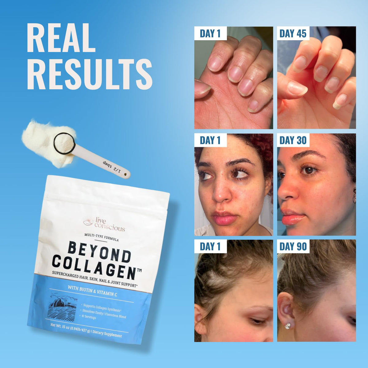 Live Conscious Beyond Collagen Powder for Women Men w Biotin - Live Conscious Official Imagery - 3