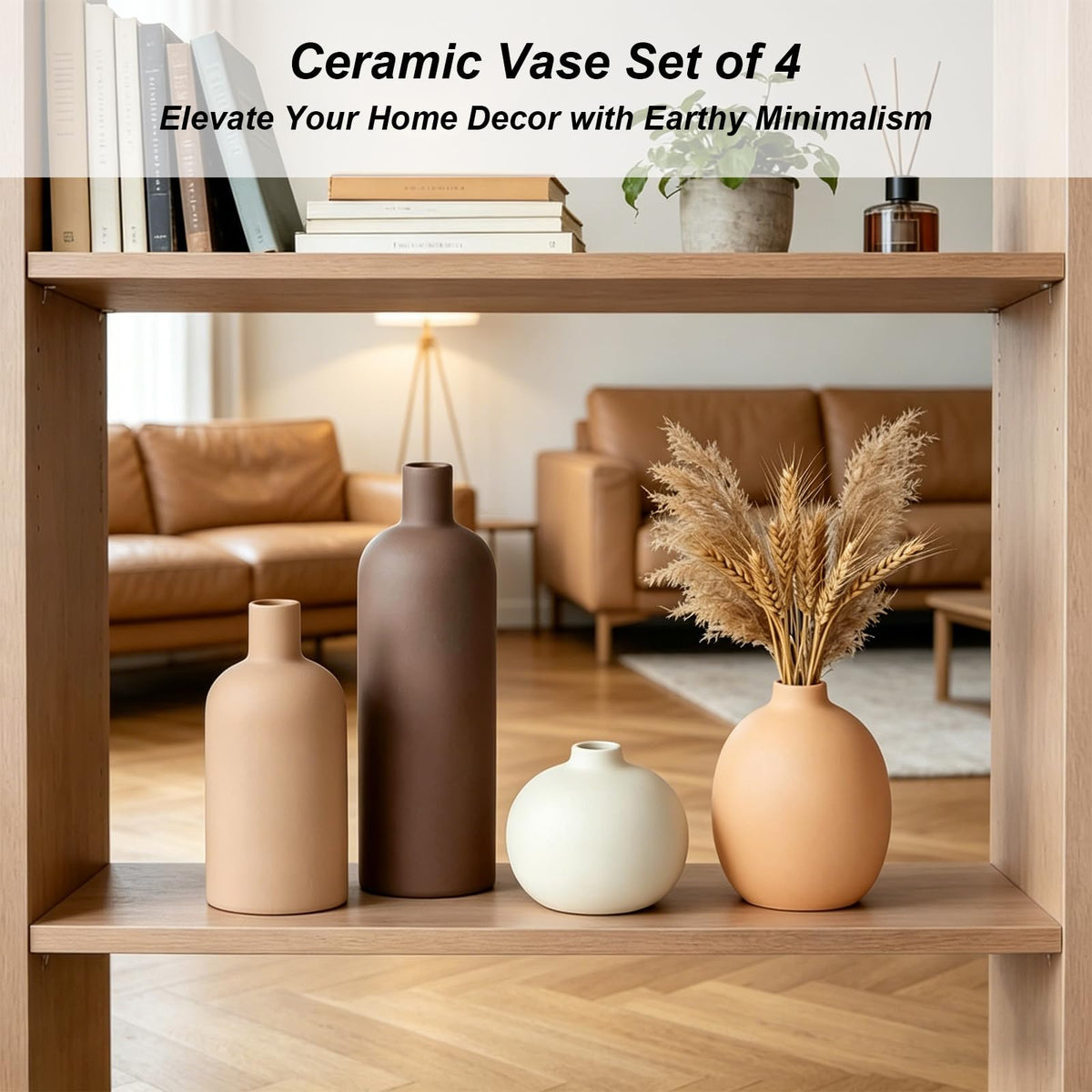 Upgraded Ceramic Vases Set for Home Decor 4 Piece Modern - EGBULL Official Imagery - 4