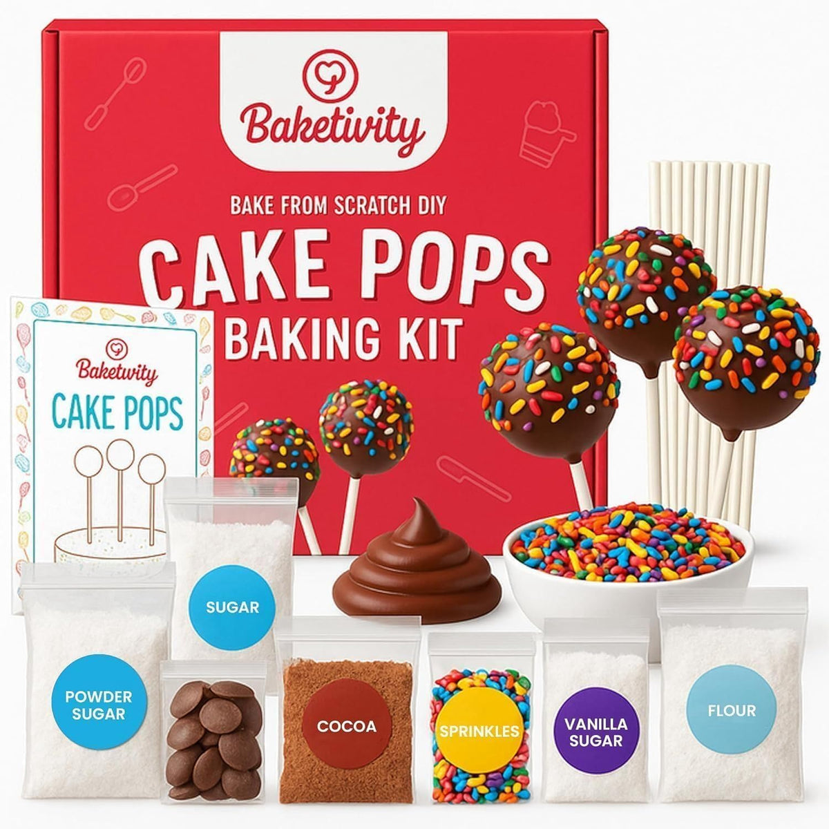 Baketivity DIY Cake Pop Kids Baking Kit with Pre Measured - Baketivity Official Imagery - 2