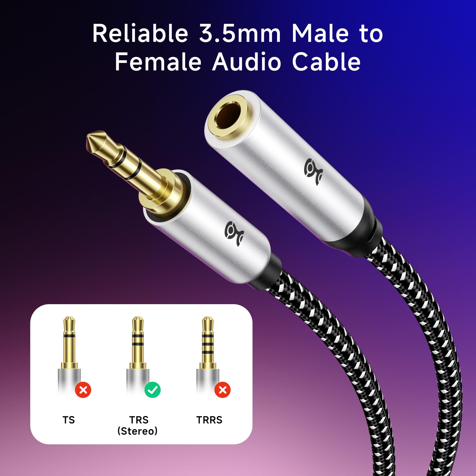 Cable Matters 2-Pack Headphone Extension Cable, 3.5mm Aux Extende by Cable Matters - Angle View 2