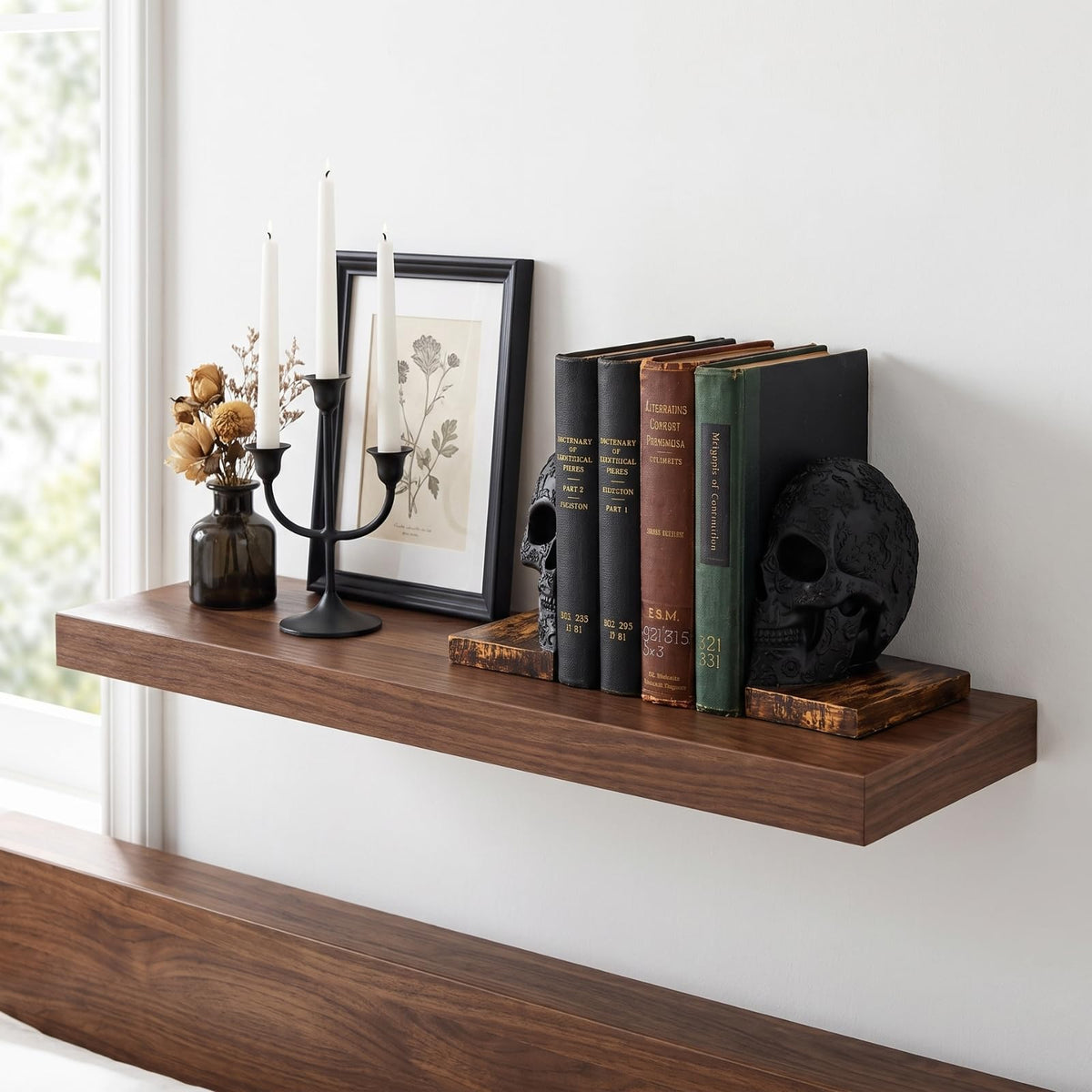 Skull Bookends Heavy Duty Gothic Skeleton Book Holder Set - GUTE Official Imagery - 7