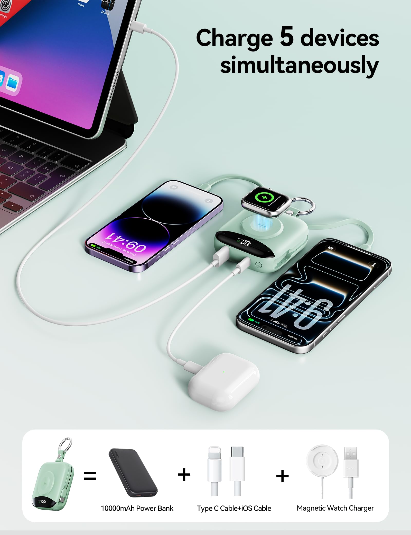 Portable Charger 10000mAh 22 5W Power Bank Built in 2 Cables - BLJIB Official Imagery - 6