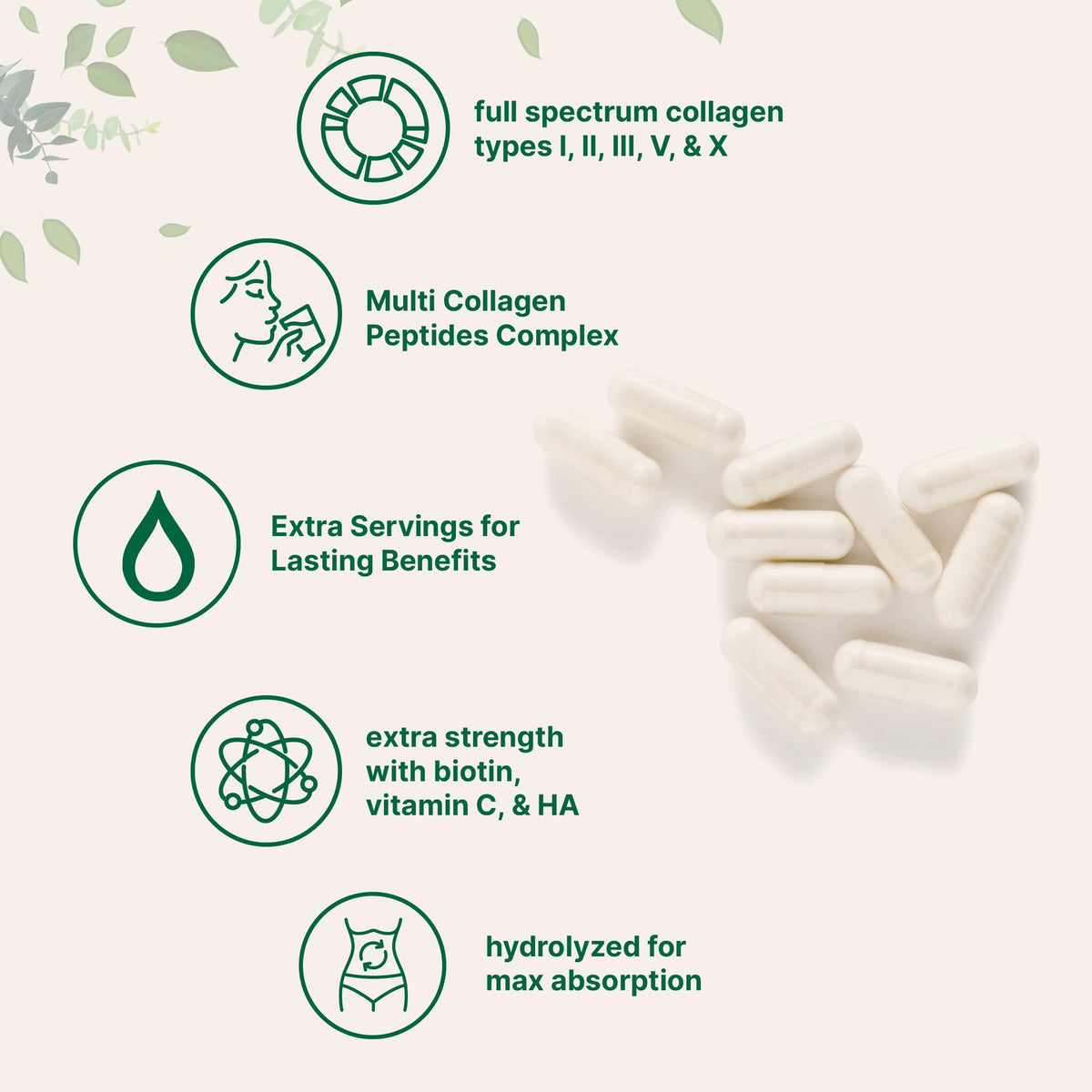Micro Ingredients Multi Collagen Peptides Pills 240 Capsules - Micro Ingredients Official Imagery - 3