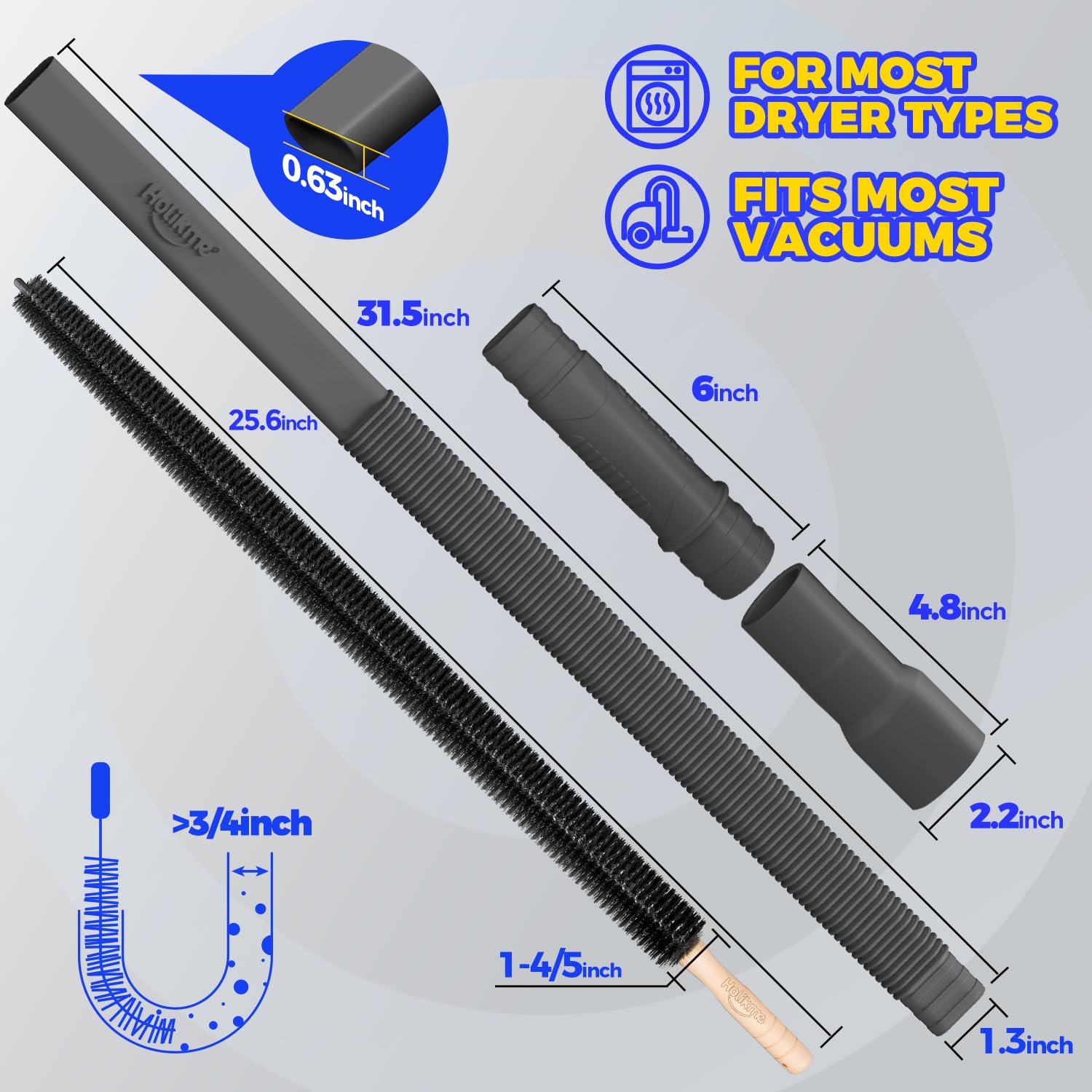 Holikme Dryer Vent Cleaner Kit 2Pack - Lint Vacuum Attachment & B - Holikme Official Product View 7