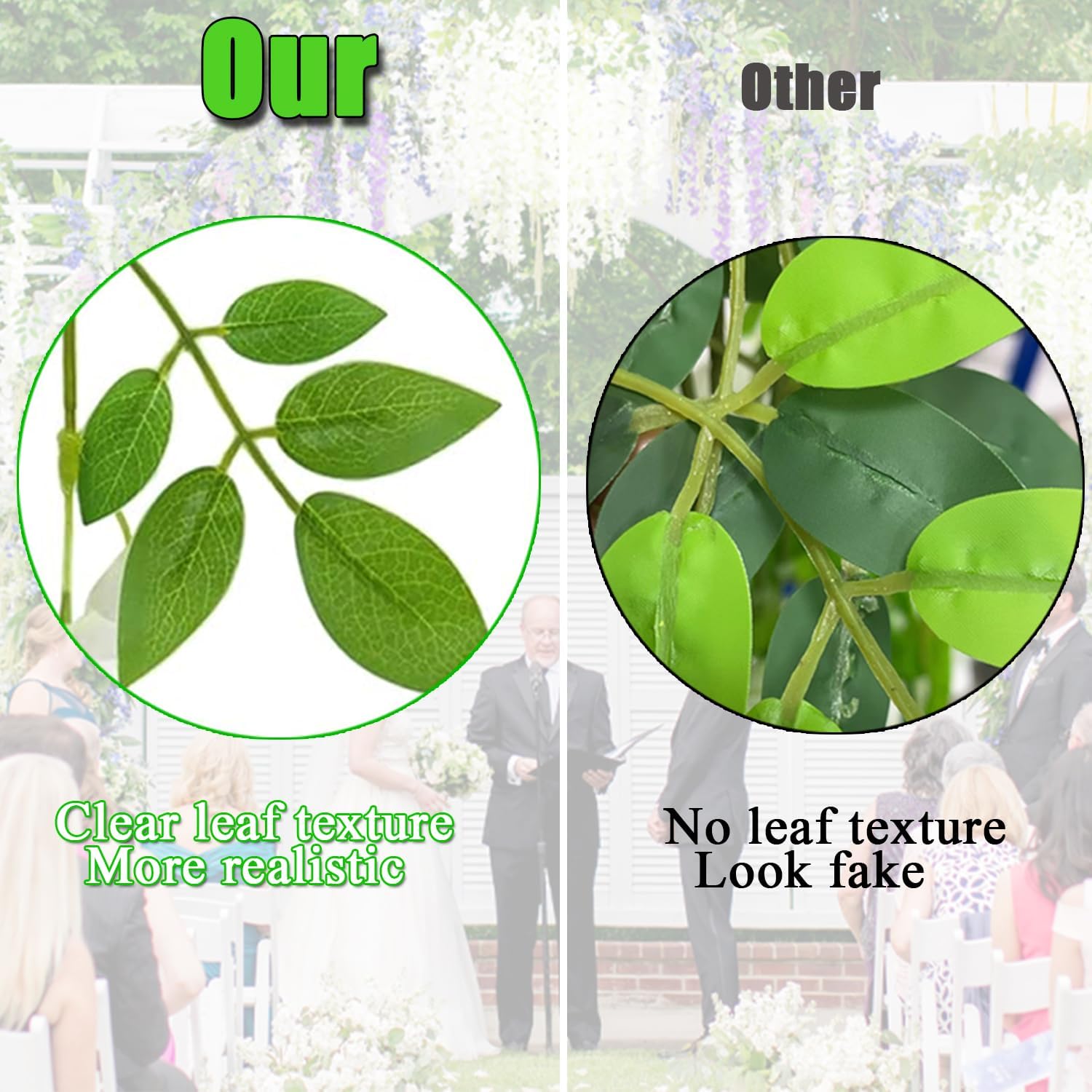 Set of 12 WEISPARK artificial hanging flowers in white, each 3.75 feet long, ideal for home or event decor.