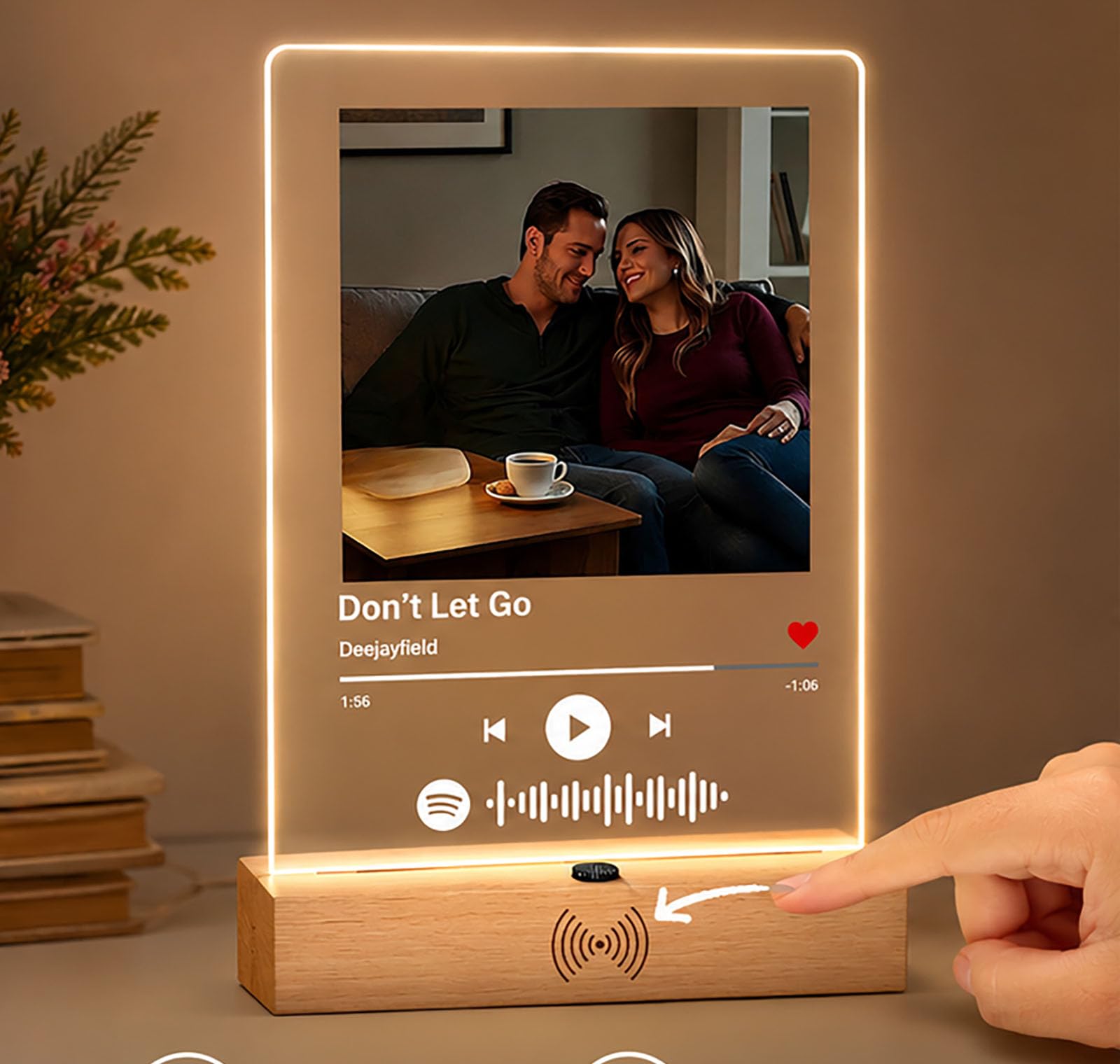 Custom Song Plaque with Built-in Music Player & Motion Sensor - Product Imagery