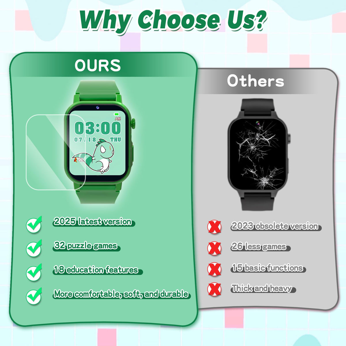 Phyulls Kids Smart Watch with 32 Puzzle Games Video HD - Phyulls Official Imagery - 7