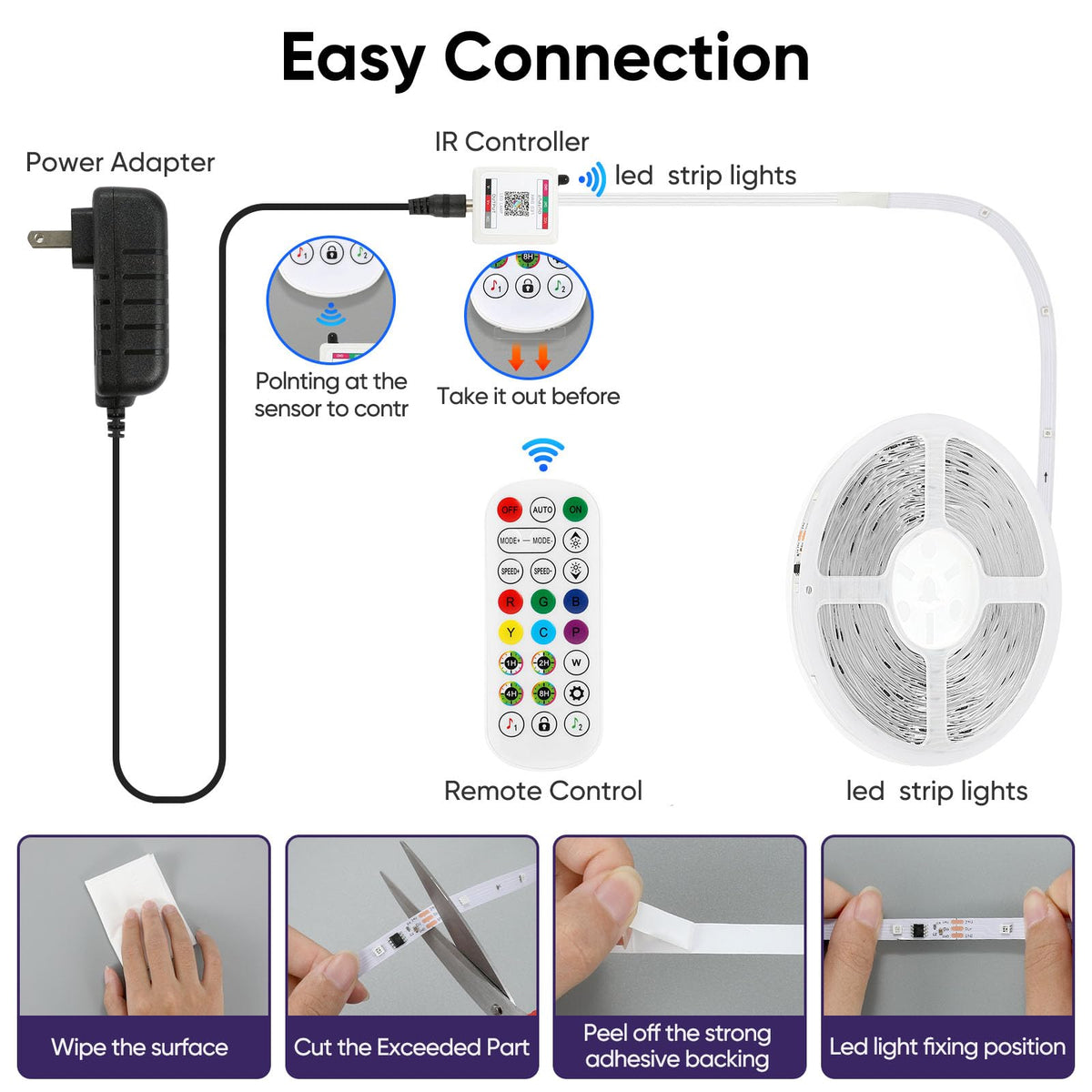 LED Lights for Bedroom 50FT IC RGB LED Strip Lights Smart - ERBTY Official Imagery - 8