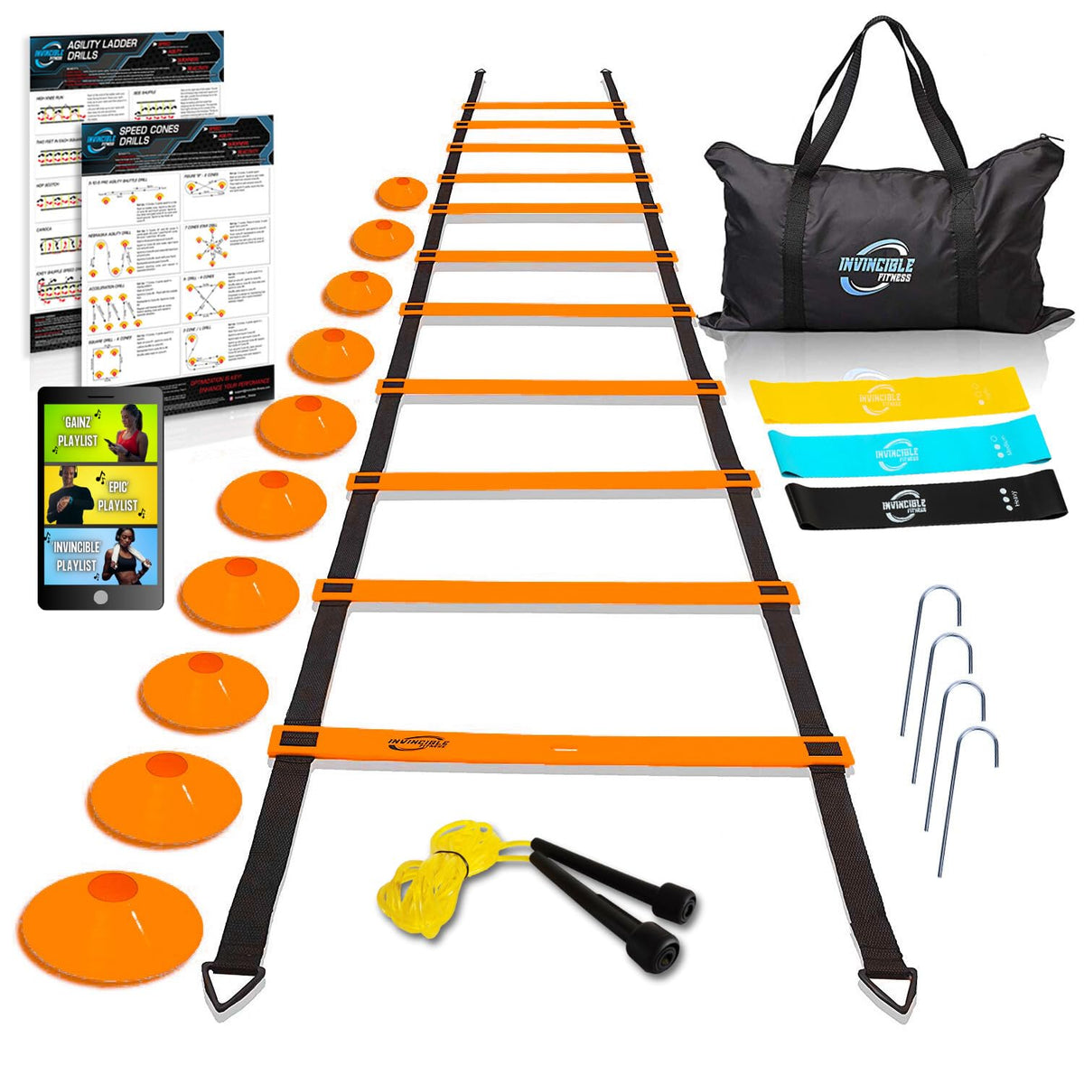 Agility Ladder Full Training Equipment Set Improves - Invincible Fitness Official Imagery - 1