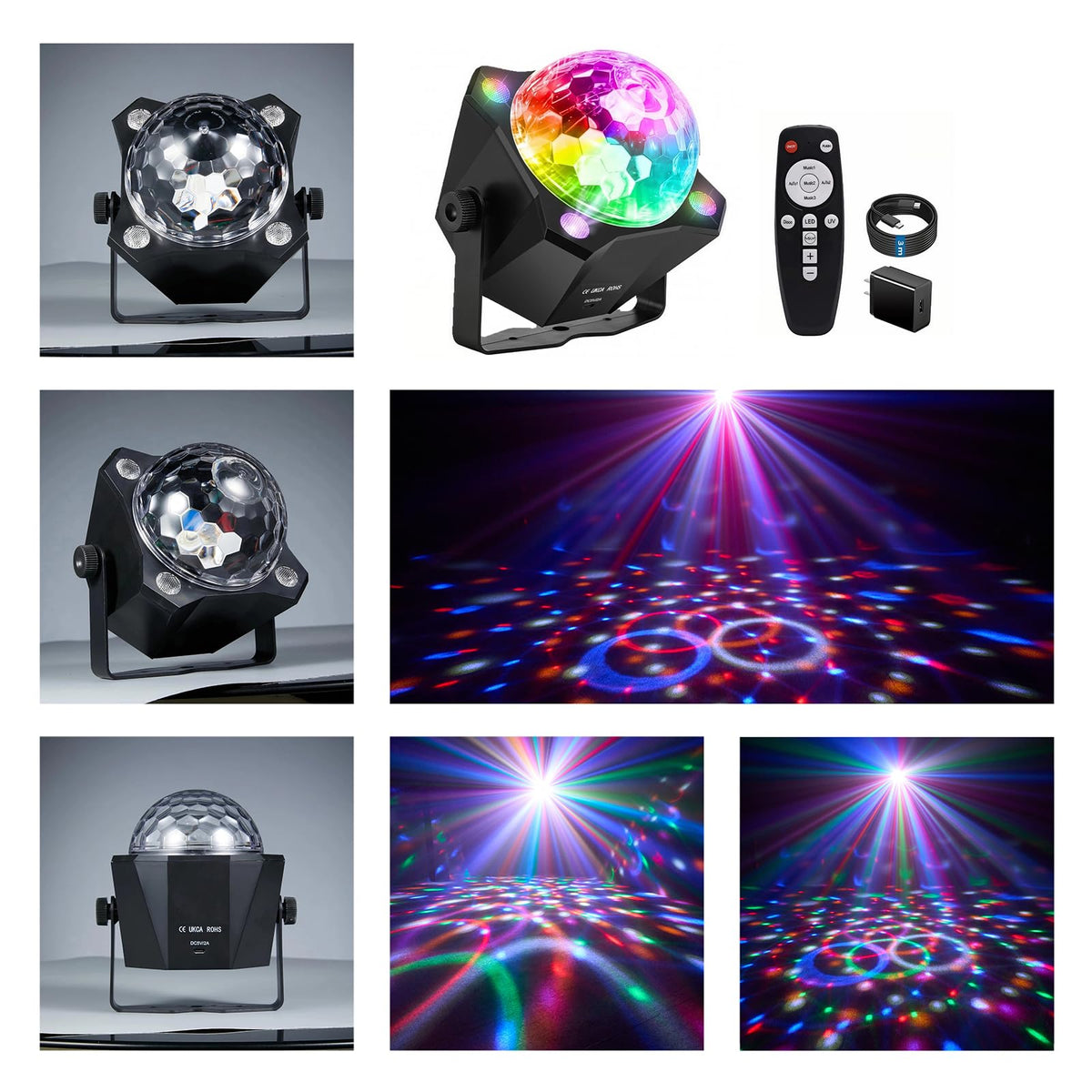 LED Disco Ball Party Light Sound Activated Remote 6 Color - Premium Selection Official Imagery - 4