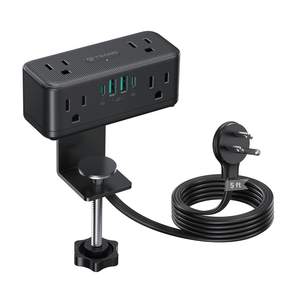 TROND Compact Desk Clamp Power Strip 5 ft Fit 2 16 Tabletop - TROND Official Imagery - 1