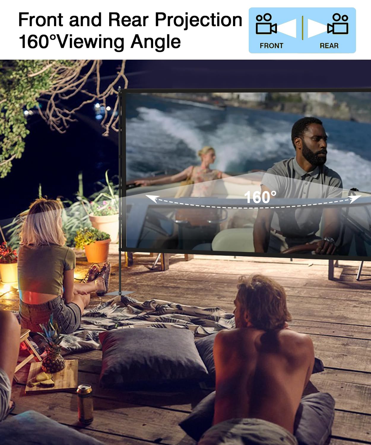 STWUI Projector Screen with Stand - 100 Inch Outdoor Projector Sc - STWUI Official Product View 4