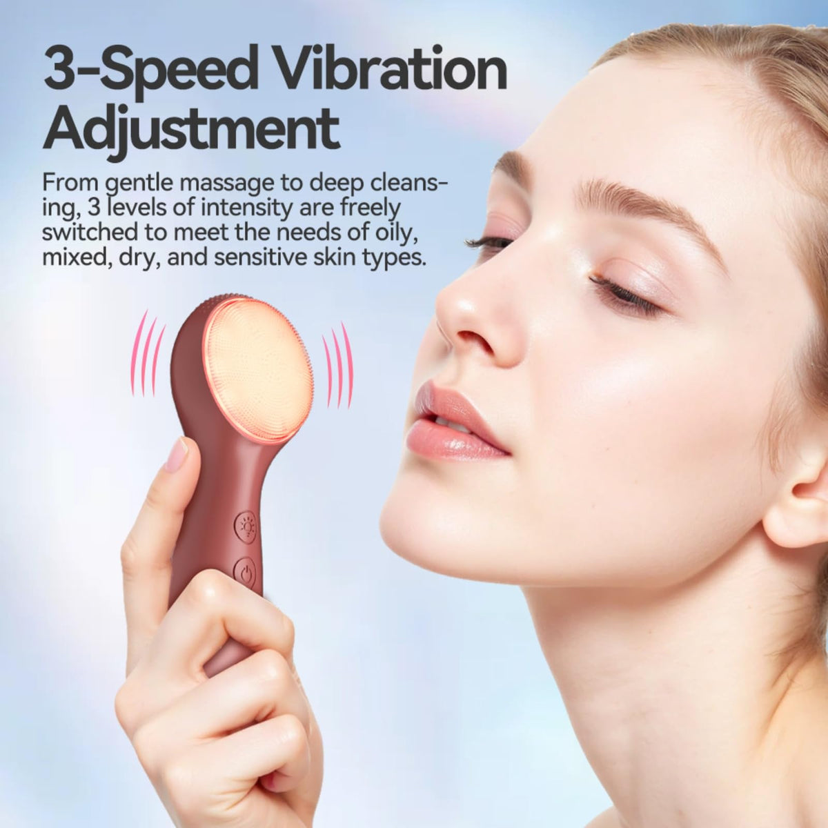 Colorful LED Silicone Face Brush Sonic Vibration Heat - Yi Dong Official Imagery - 7