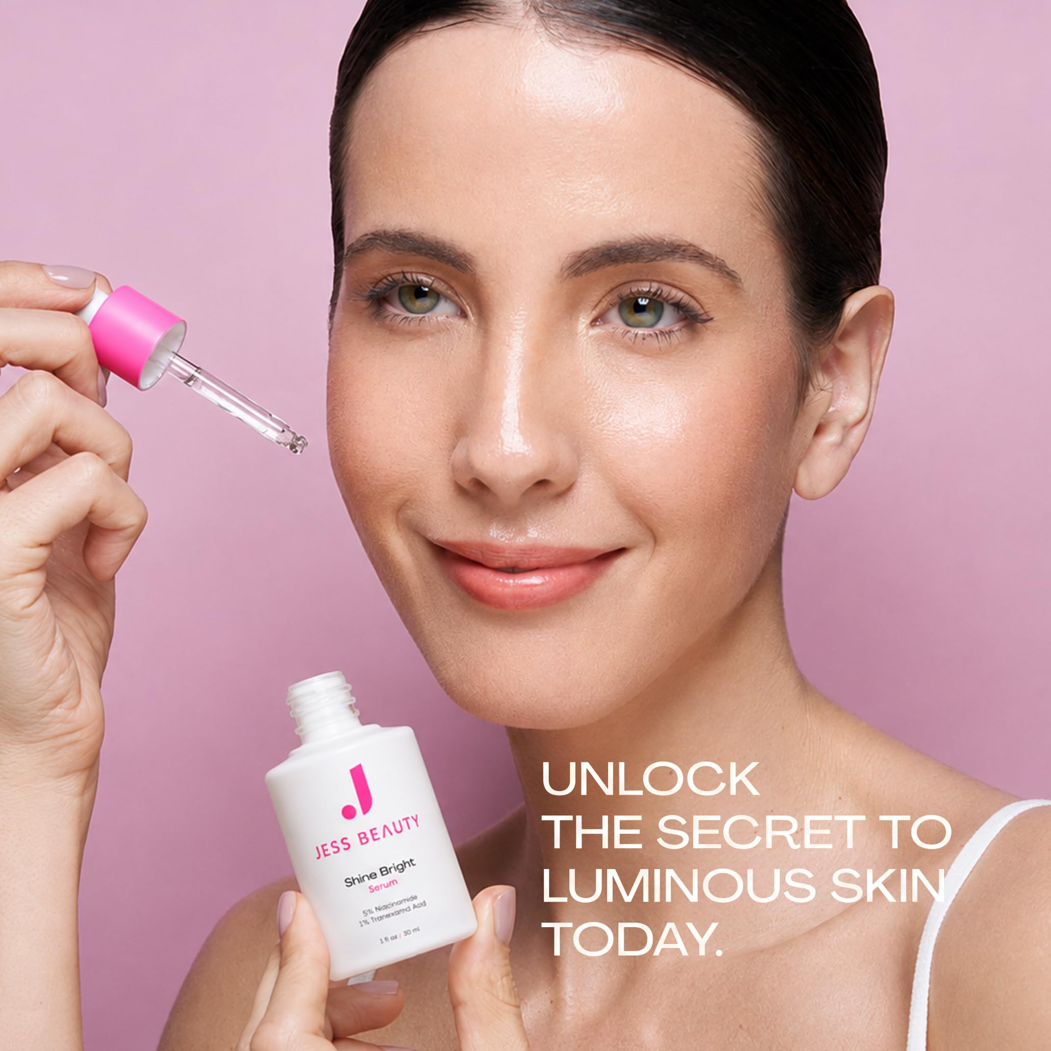 JESS BEAUTY | Shine Bright Serum | Niacinamide & Tranexamic Acid | for Dark Spots, Uneven Skin Tone & Radiant Glow | Hydrating & Brightening, Beta-Glucan & Centella Asiatica | Korean Skincare 1 fl oz - JESS BEAUTY Official Product View 8