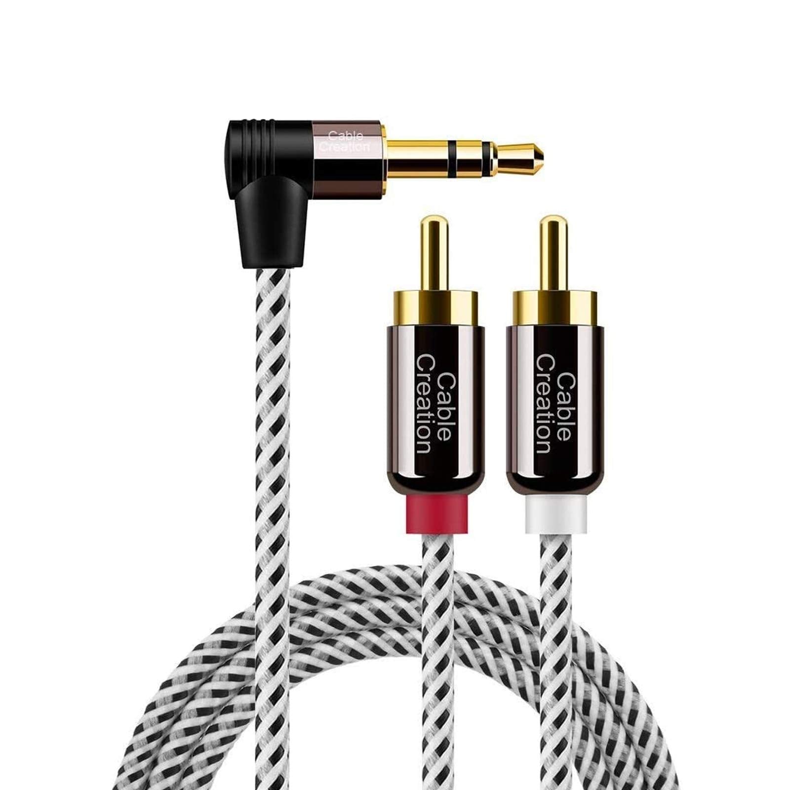 CableCreation 3.5mm to RCA Cable, Angle 3.5mm Male to 2RCA Male A by CableCreation - Angle View 2