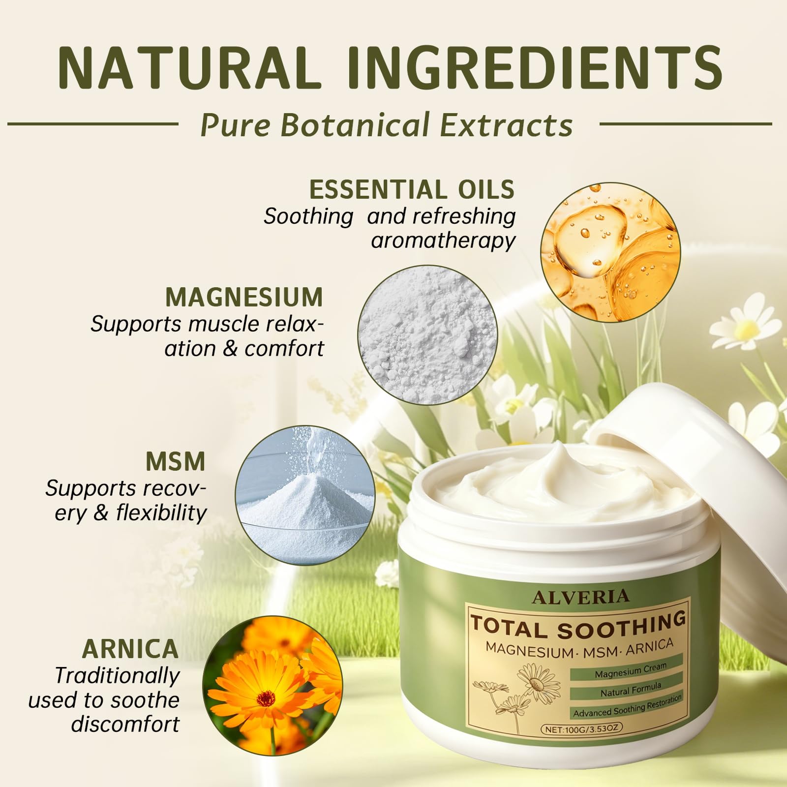 Alveria Total Soothing Magnesium Cream with MSM & Arnica(1)