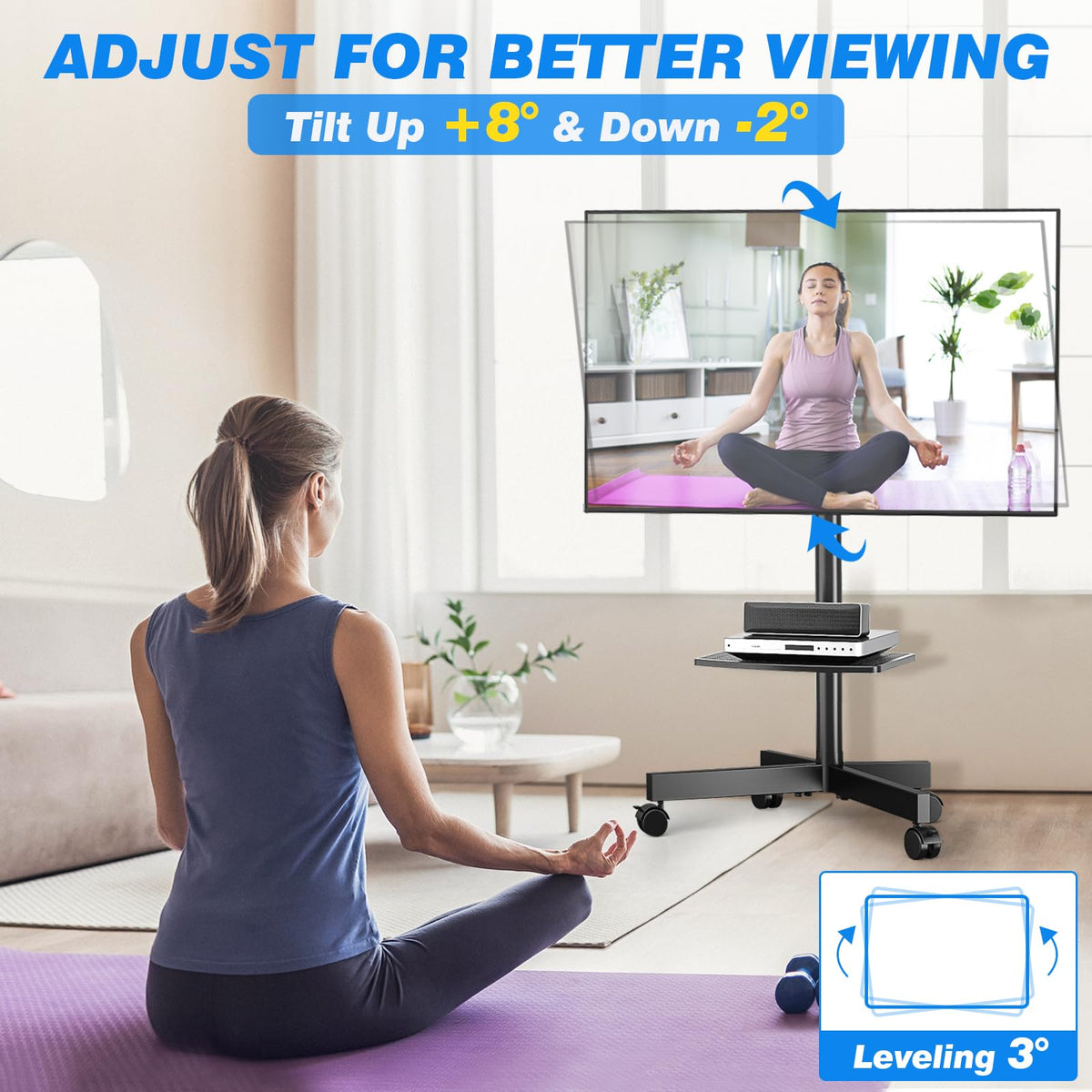 Rfiver Rolling TV Stand with Shelf for 23 65 inch TVs up to - Rfiver Official Imagery - 5