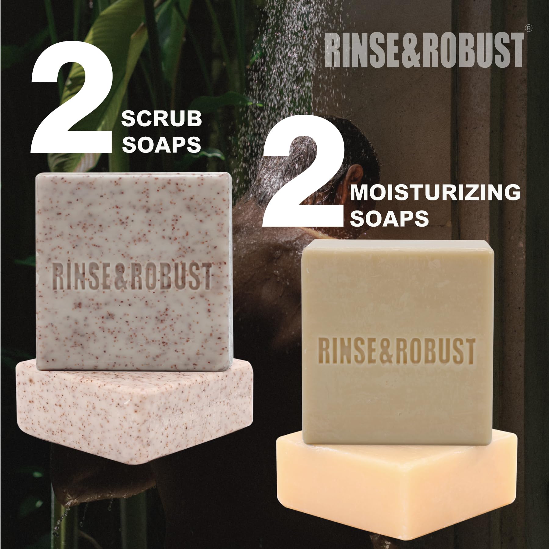Rinse & Robust Mens Bar Soap Cleansing Bar Moisturizing & Exfoliating Scrub - Rinse & Robust Official Product View 4