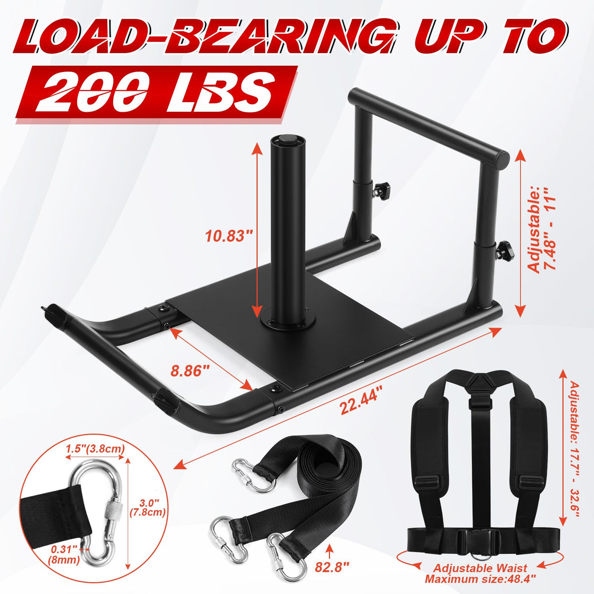Workout Fitness Sled Weighted Sleds Push Gym Equipment for - GADFISH Official Imagery - 7