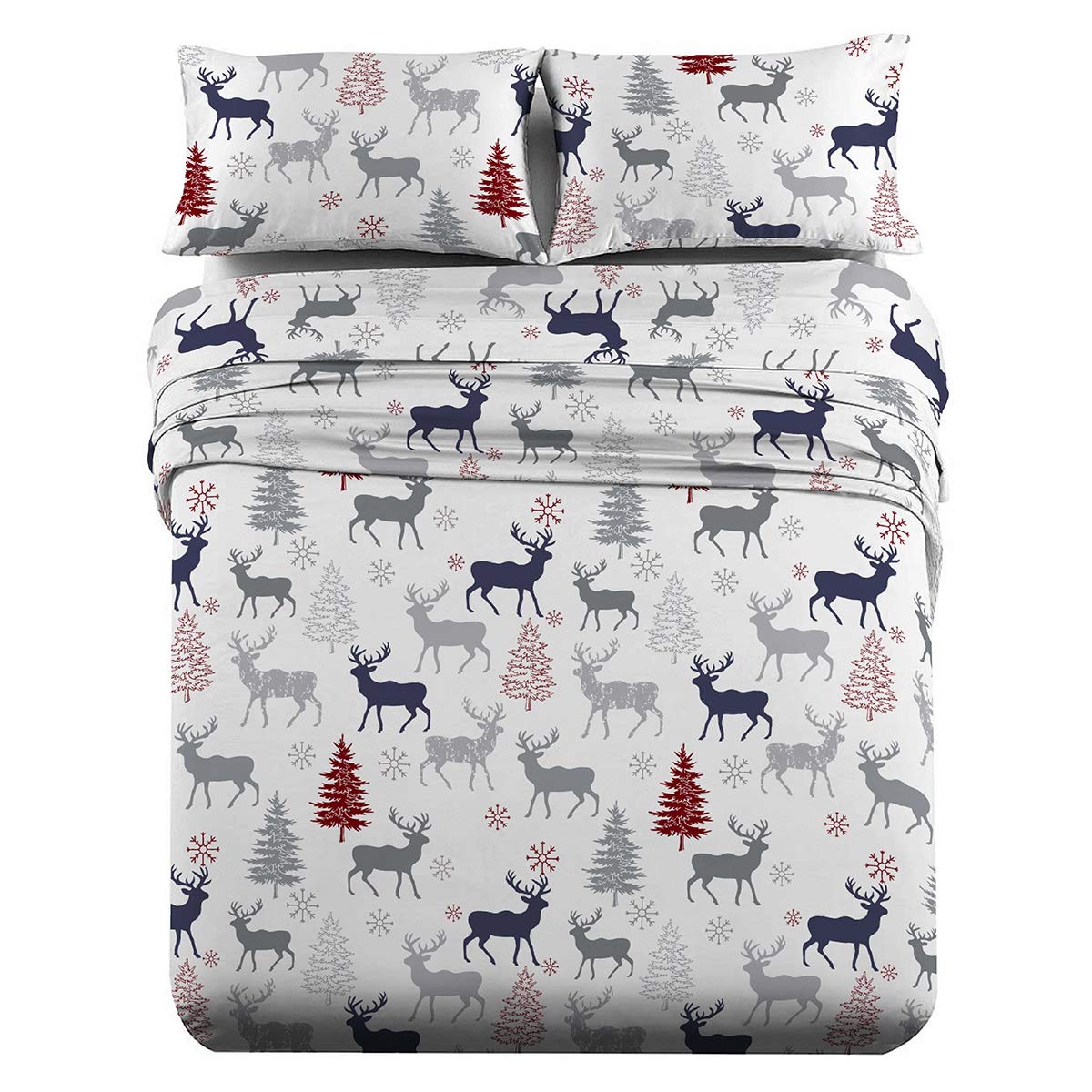 Royal Hotel 100% Cotton Flannel Sheets, Full Set, 4-Piece, - Product Imagery