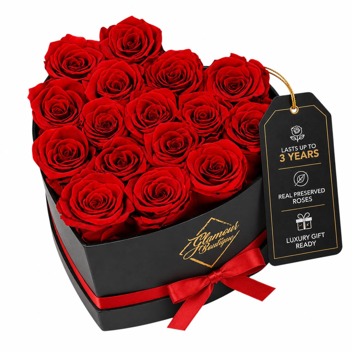 GLAMOUR BOUTIQUE Preserved Flowers 16 Forever Red Roses in - GLAMOUR BOUTIQUE Official Product Imagery - 1