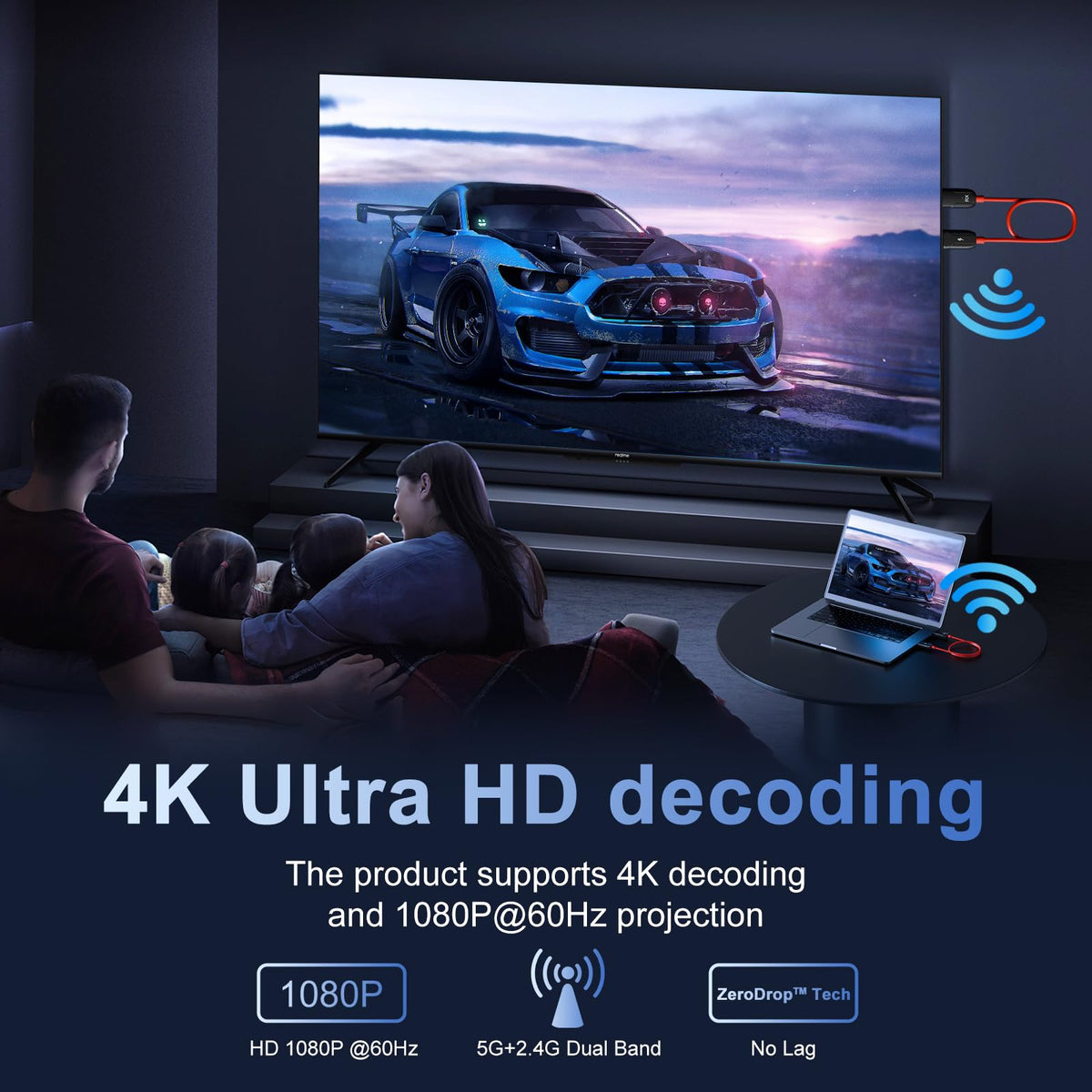 Wireless HDMI Transmitter and Receiver 4K Decode Input 1080P - INVERSE NET Official Imagery - 4