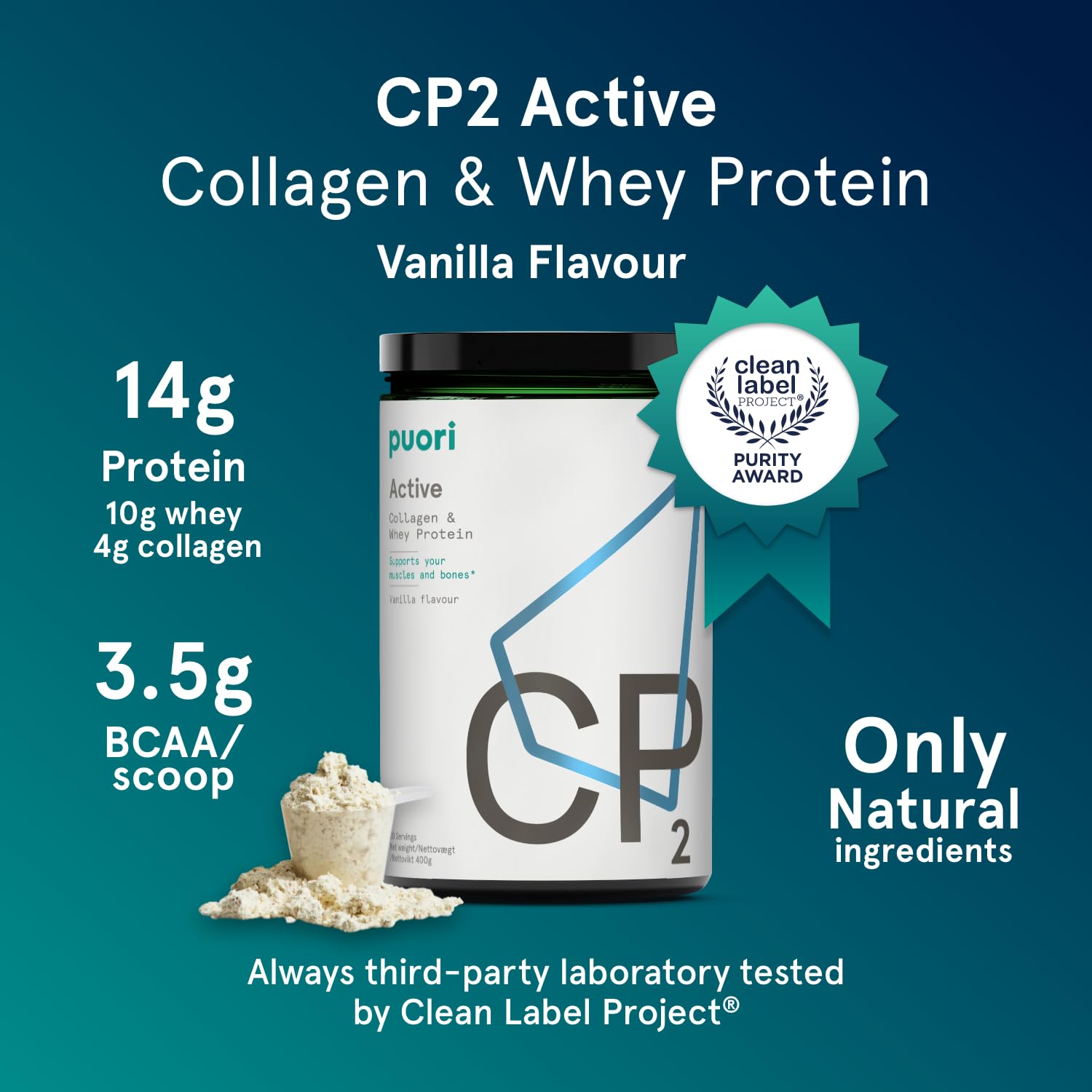 Puori CP2 Collagen Whey Protein Powder Vanilla 10 Servings - Puori Official Imagery - 3