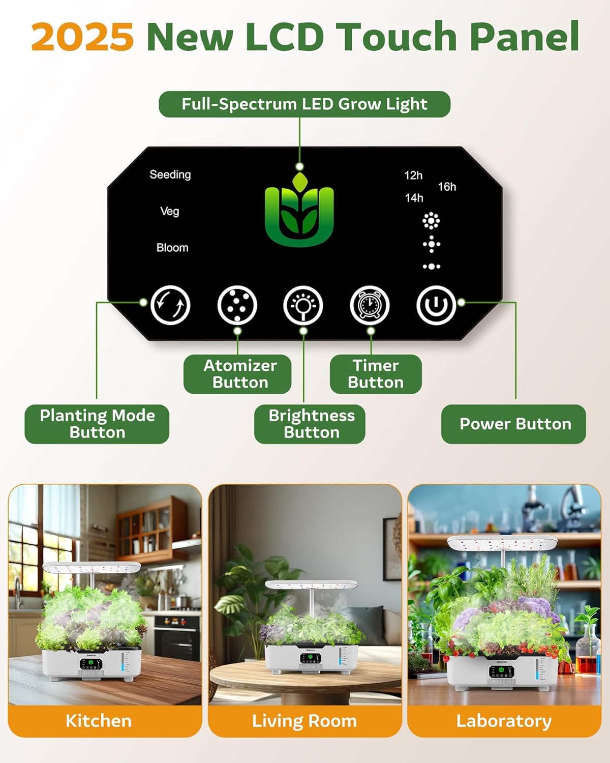 Zekeson misting hydroponic indoor herb garden kit with 15 pods, smart planter system for growing herbs indoors.