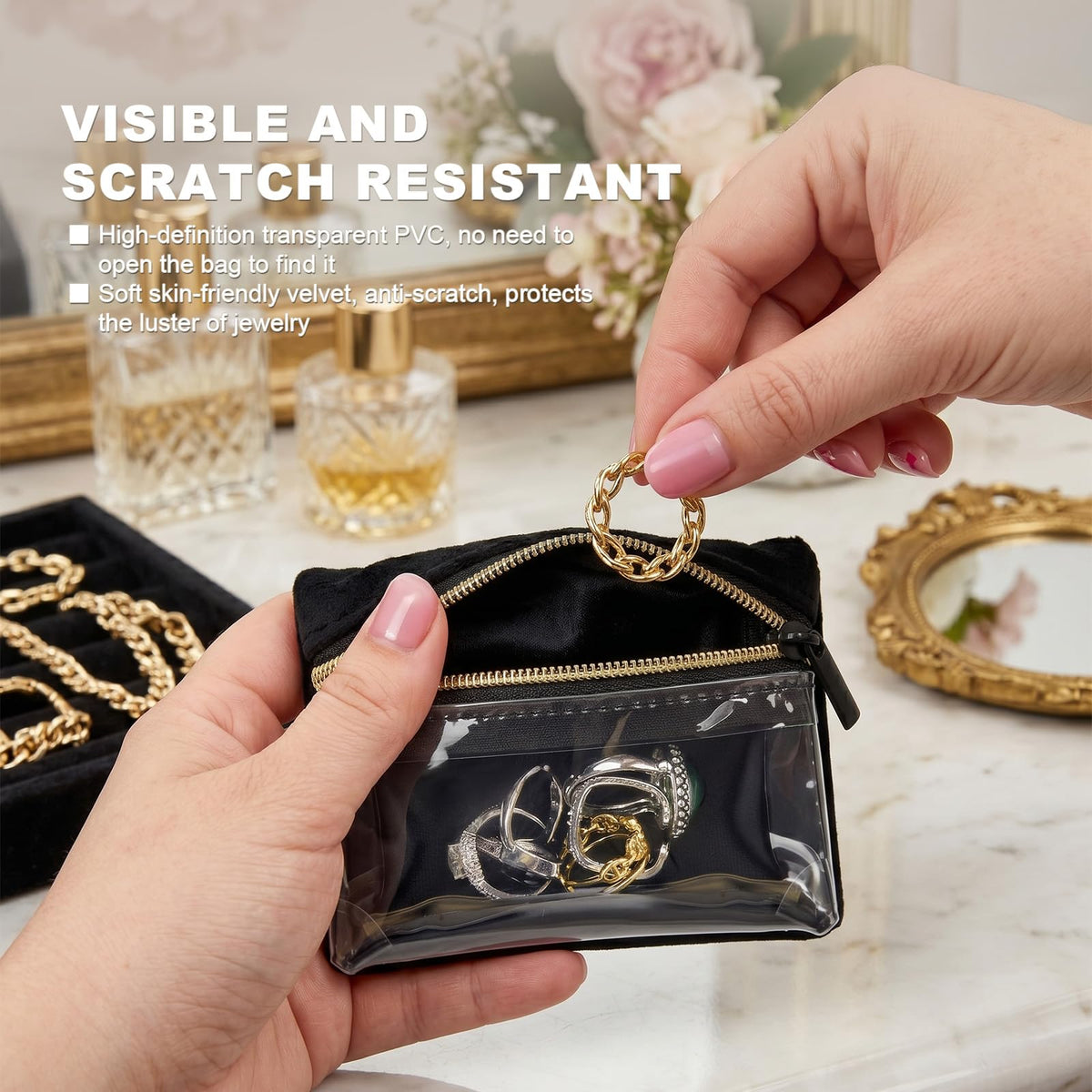 Fireproof Travel Jewelry Case with 8 Velvet Pouches - Cragtek Official Imagery - 4