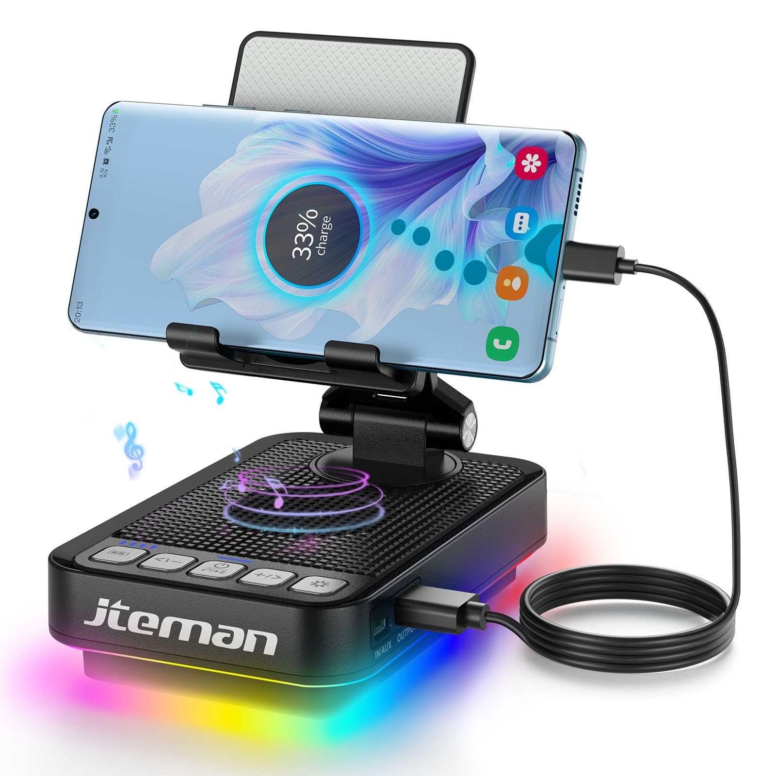 JTEMAN Gifts for Men Women Phone Stand Bluetooth Speaker with Lig - JTEMAN Official Product View 1