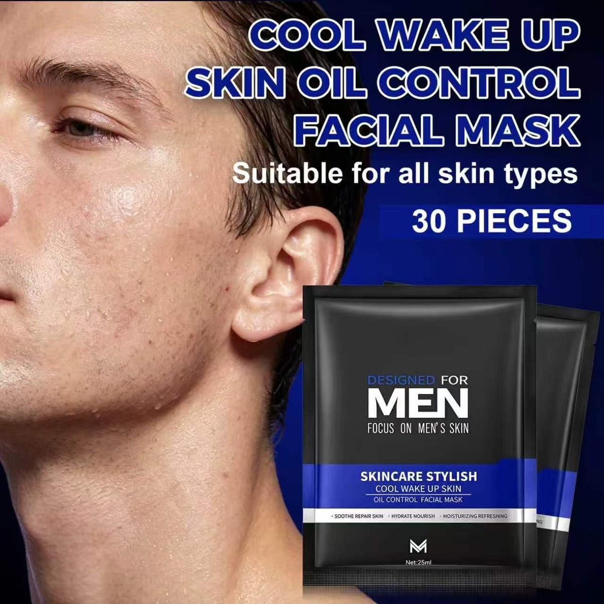 30PCS Mens Facial Sheet Mask Hydrating Face Masks Skincare - Fusang Official Imagery - 8