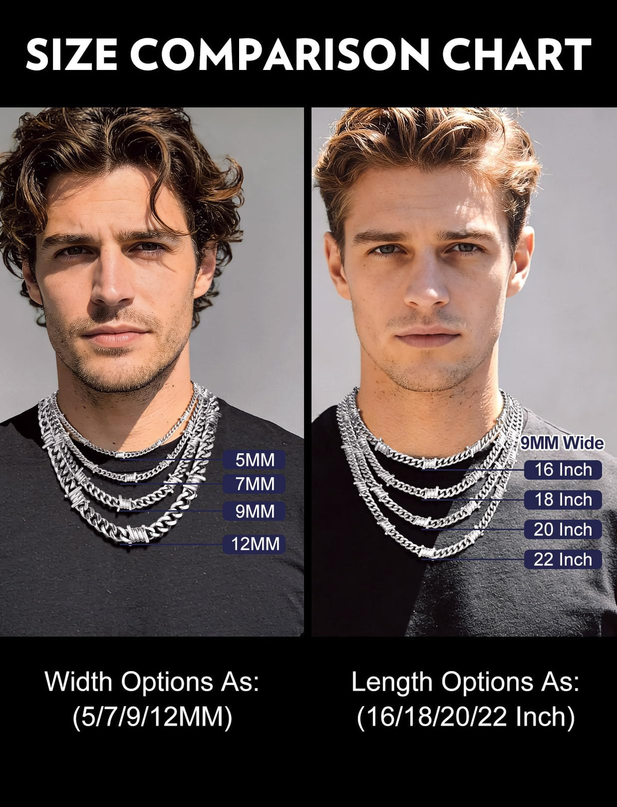 Bandmax Stainless Steel Barbed Wire Cuban Chain Necklace for - Bandmax Official Imagery - 8
